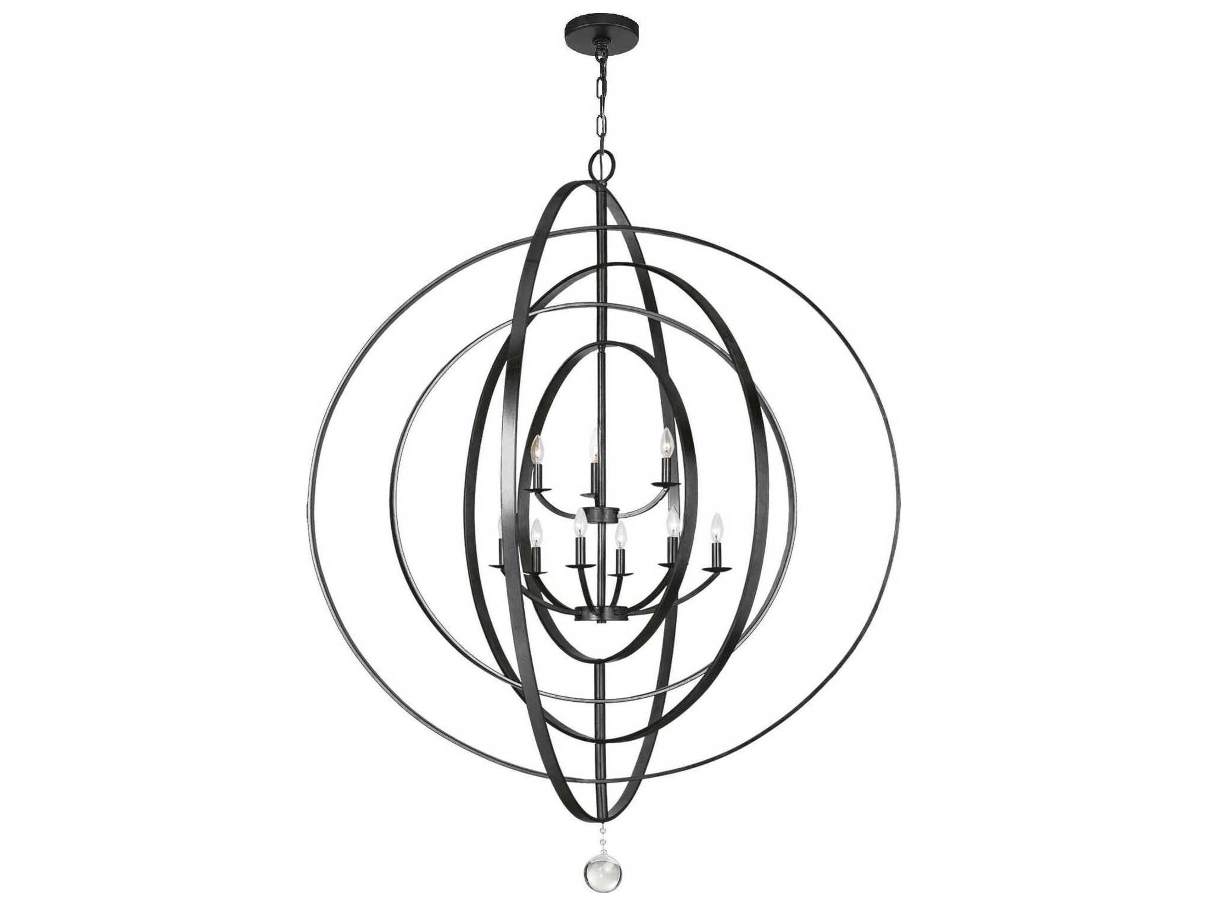 Crystorama Luna 9-Light Matte Black Candelabra Geometric Tiered Chandelier