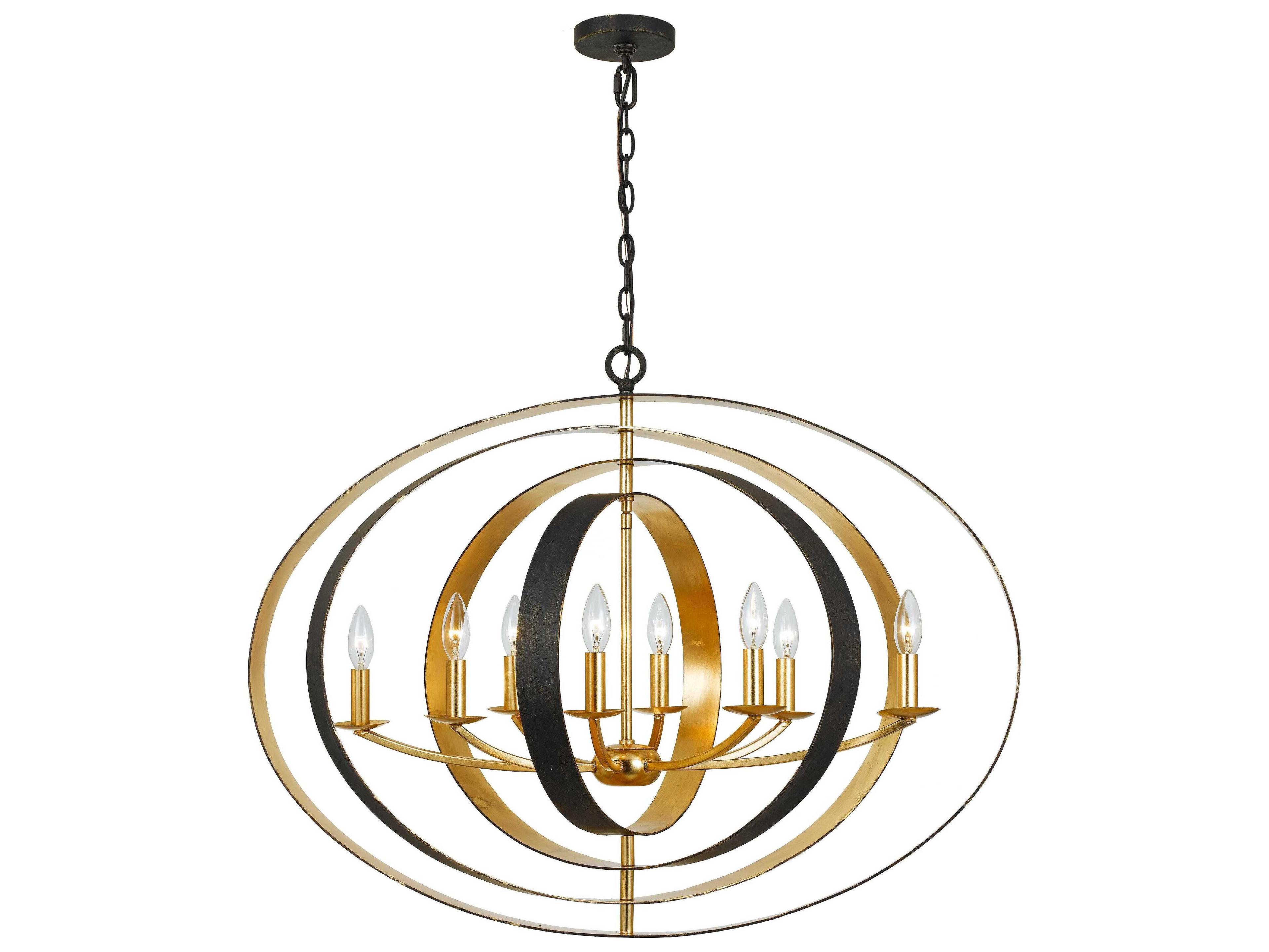 Crystorama Luna 8-Light English Bronze Antique Gold Candelabra Linear Chandelier