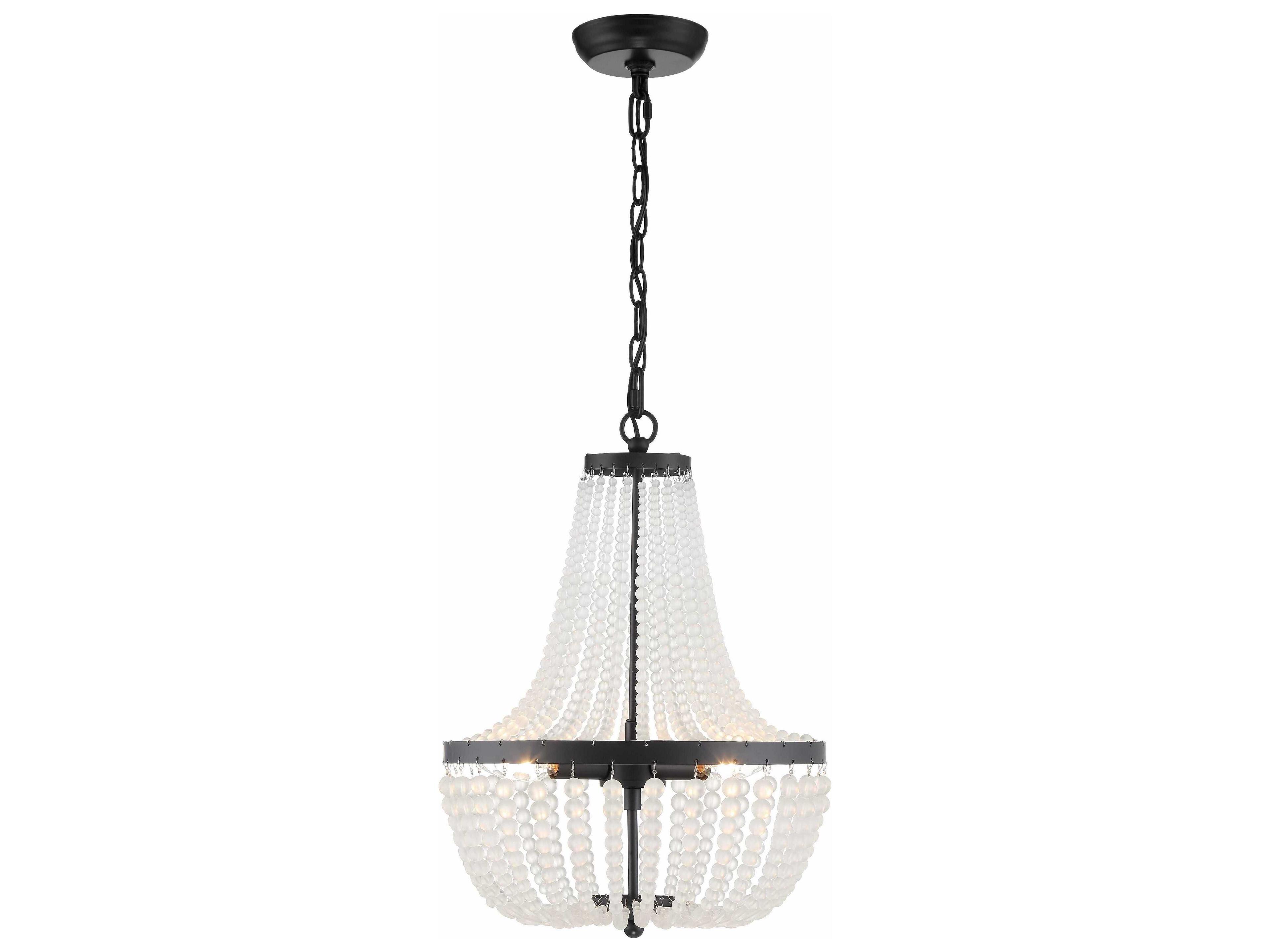 Crystorama Rylee 3-Light Matte Black Glass Candelabra Empire Chandelier