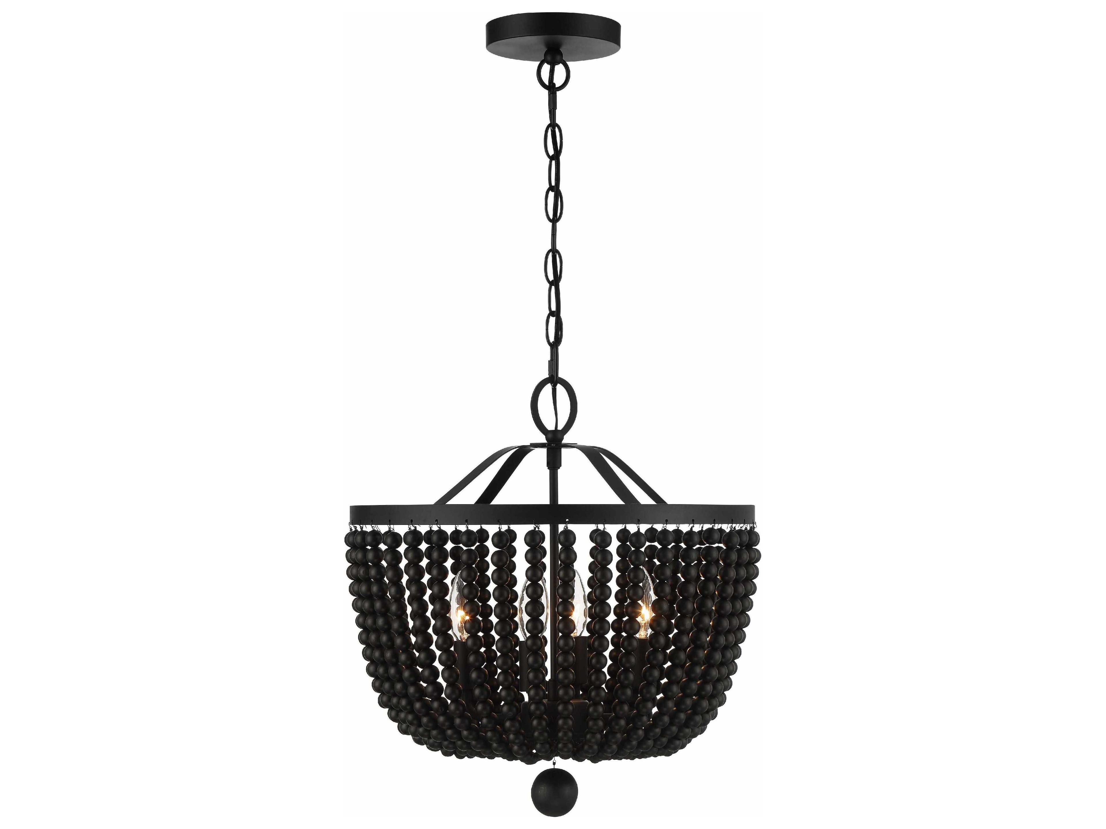 Crystorama Rylee 4-Light Matte Black Bowl Candelabra Chandelier