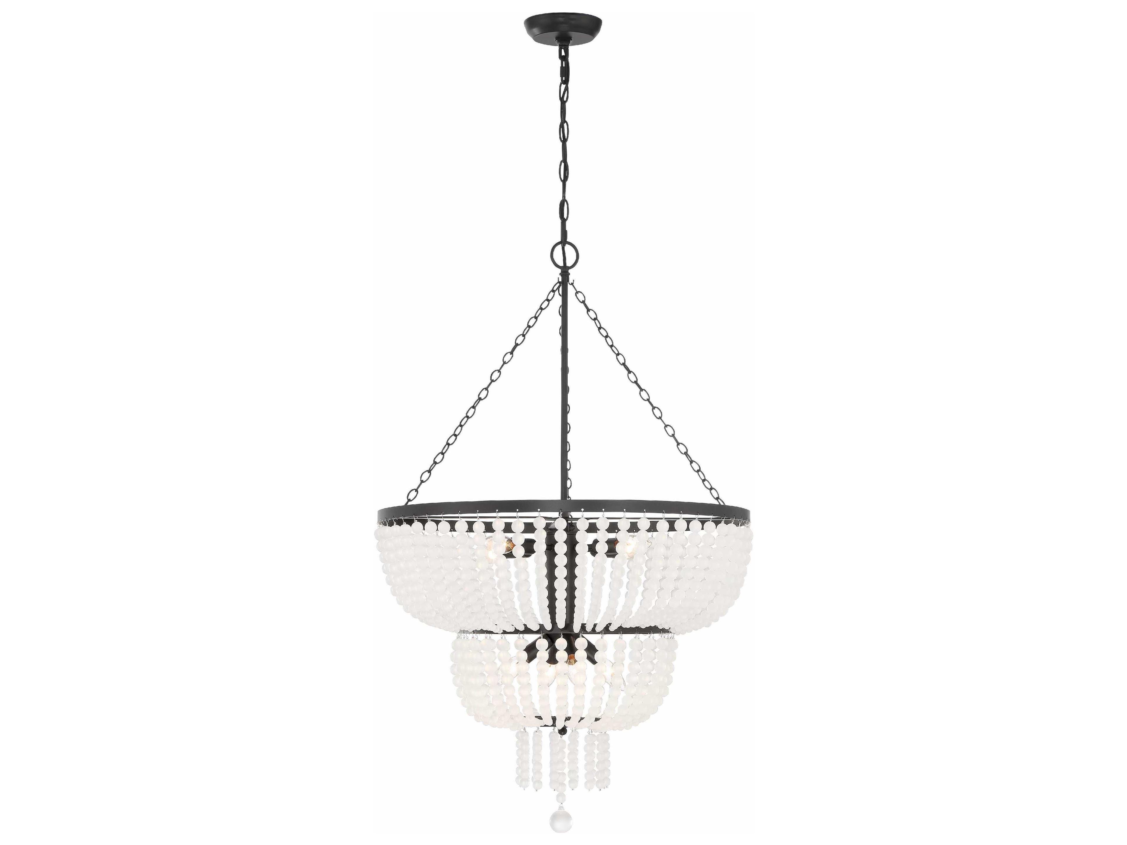 Crystorama Rylee 8-Light Matte Black Glass Candelabra Tiered Chandelier