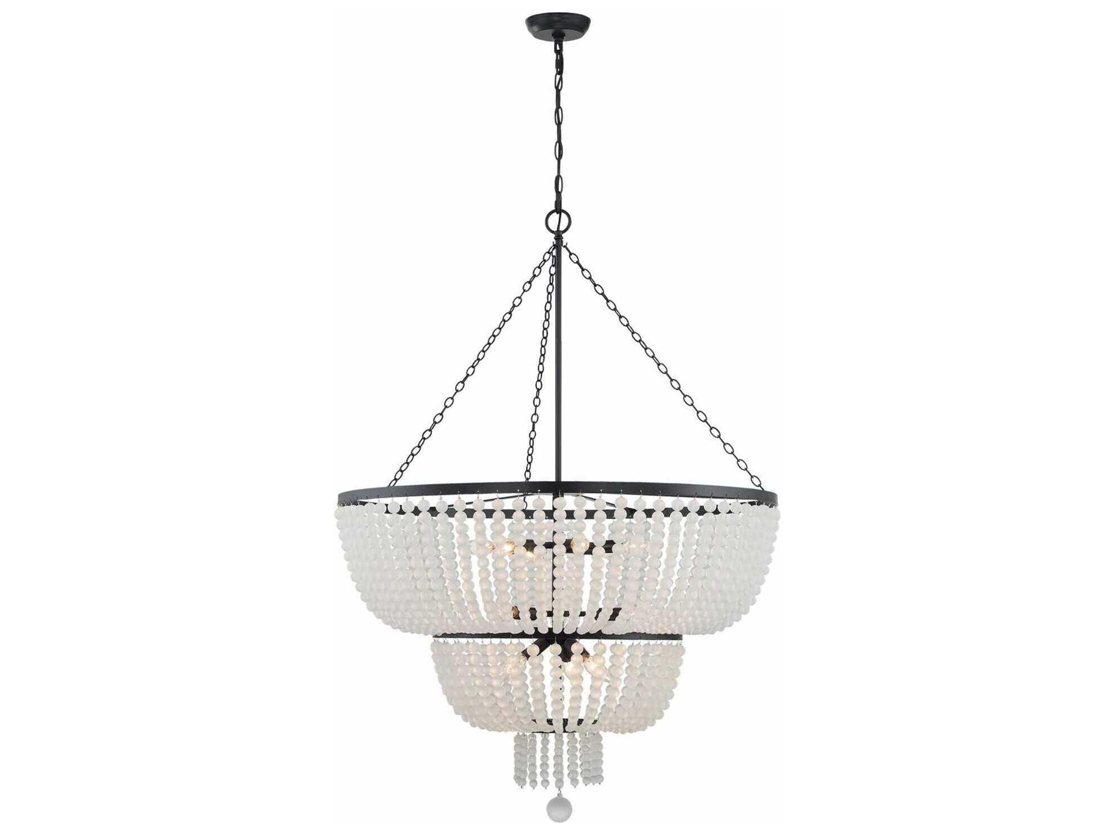 Crystorama Rylee 12-Light Matte Black Glass Candelabra Tiered Chandelier