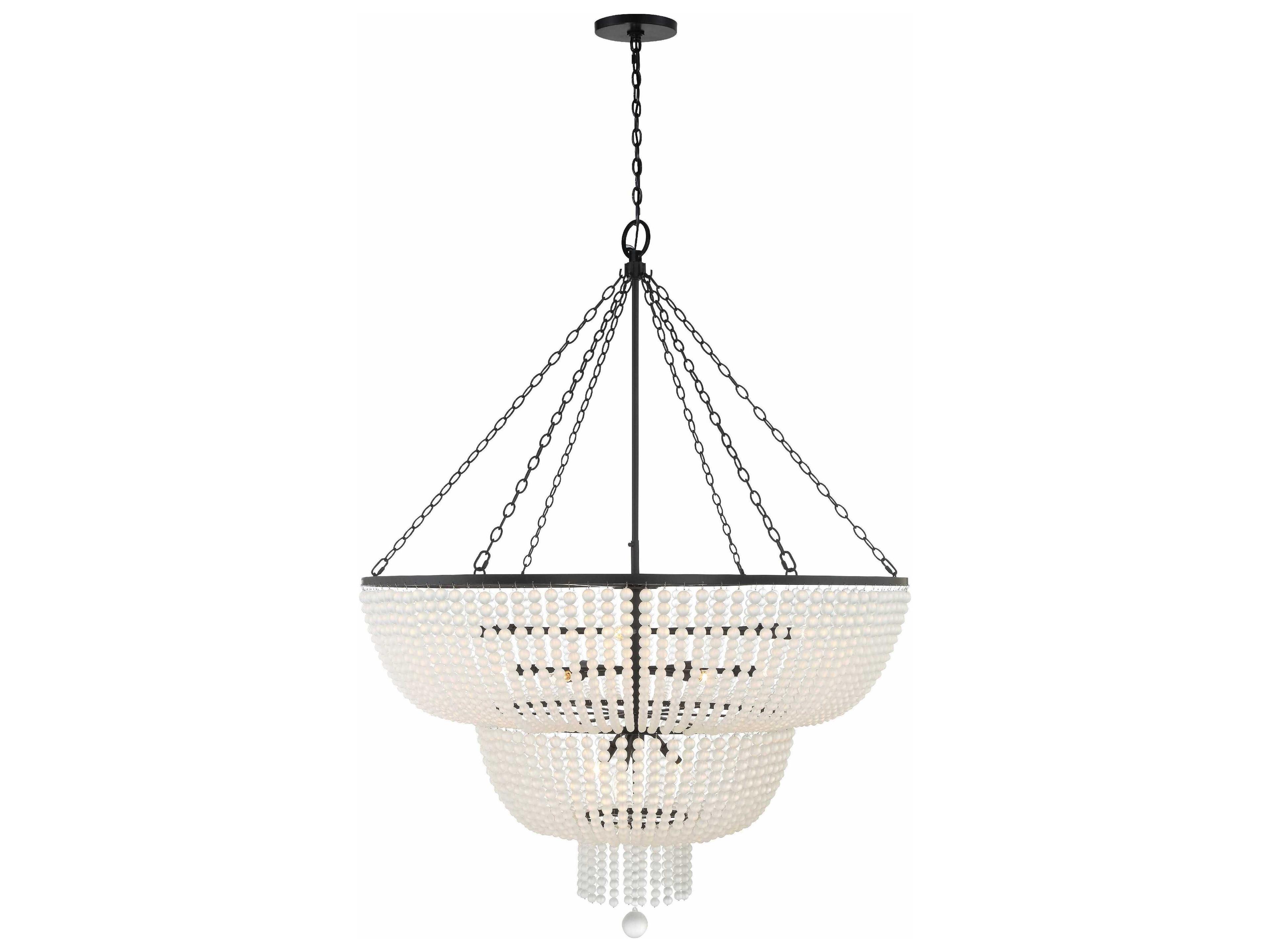 Crystorama Rylee 15-Light Matte Black Glass Candelabra Chandelier