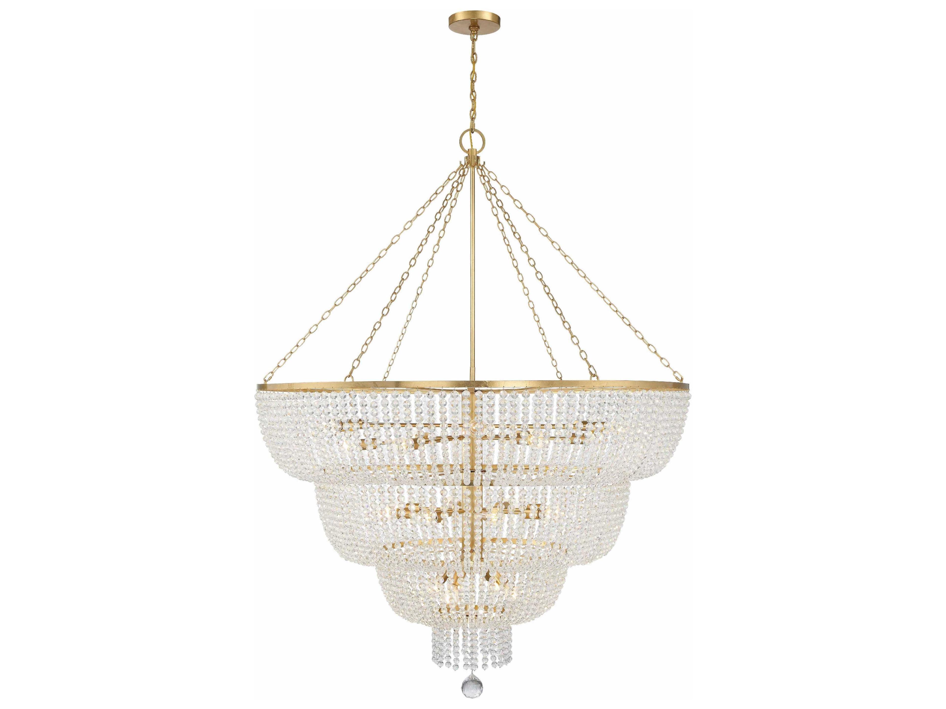 Crystorama Rylee 24-Light Antique Gold Glass Candelabra Chandelier