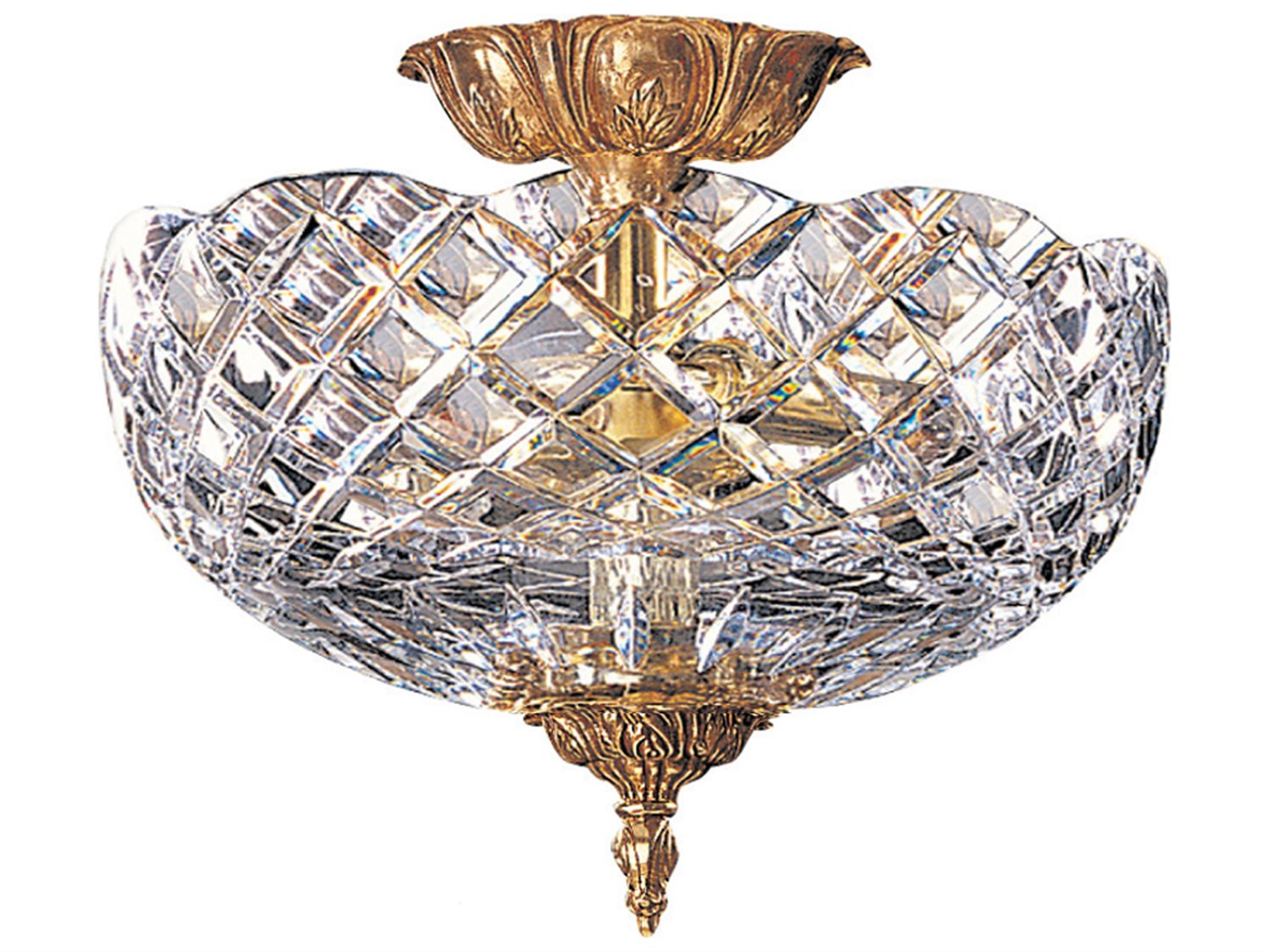 Crystorama 2-Light Olde Brass Crystal Bowl Semi Flush Mount