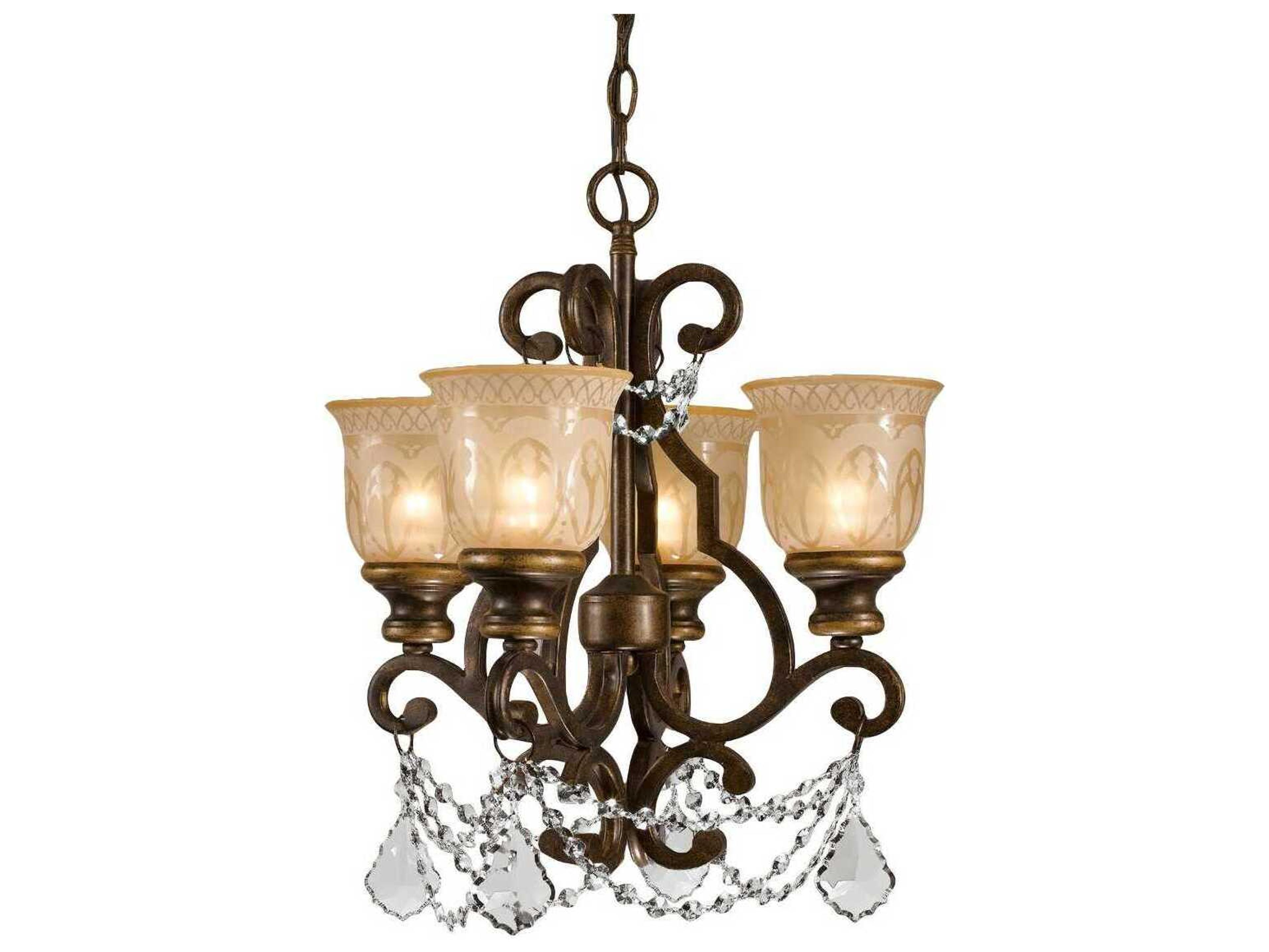 Crystorama Norwalk 4-Light Bronze Umber Crystal Glass Bell Chandelier