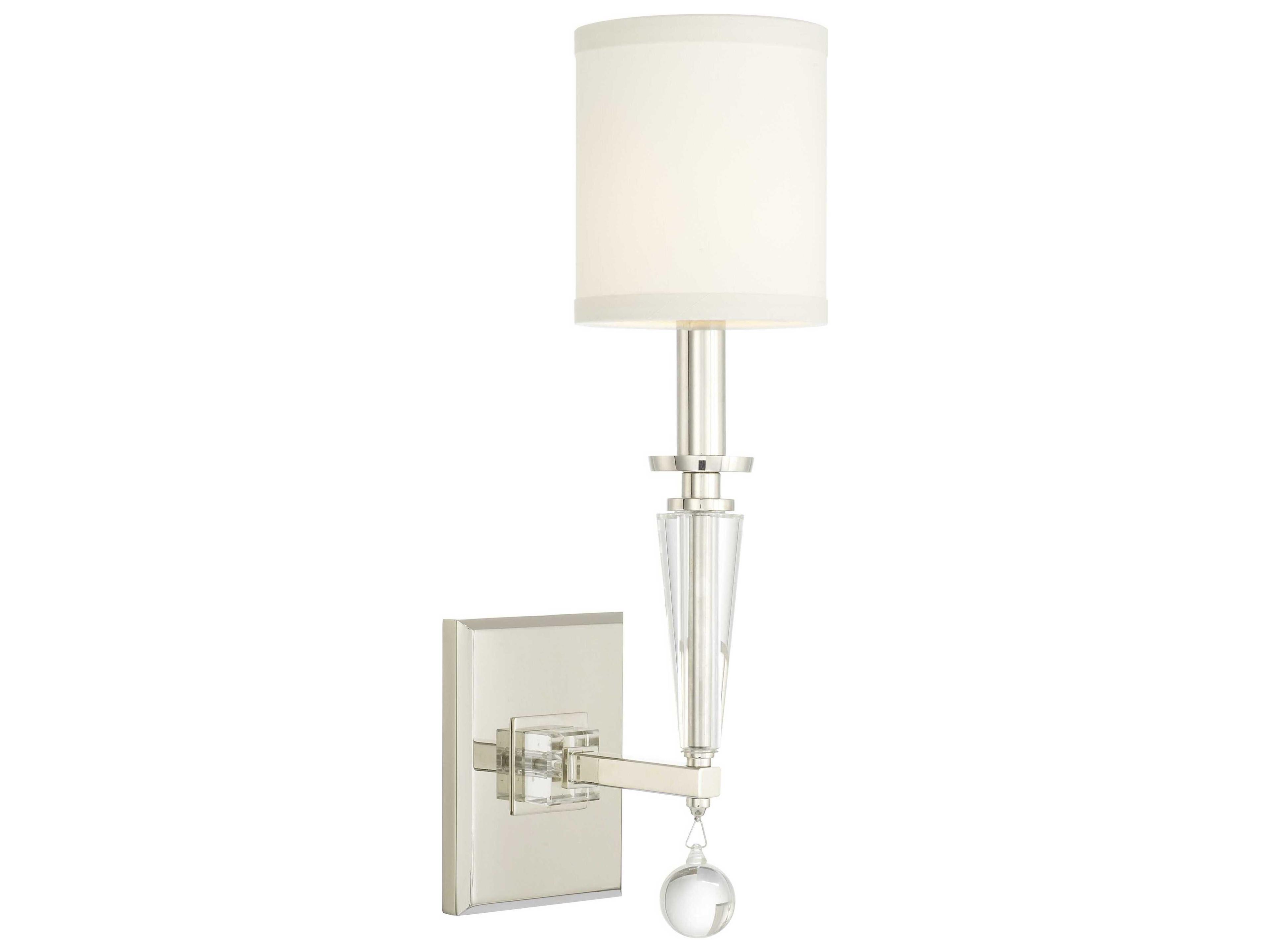 Crystorama Paxton 1-Light Polished Nickel Crystal Glass Wall Sconce
