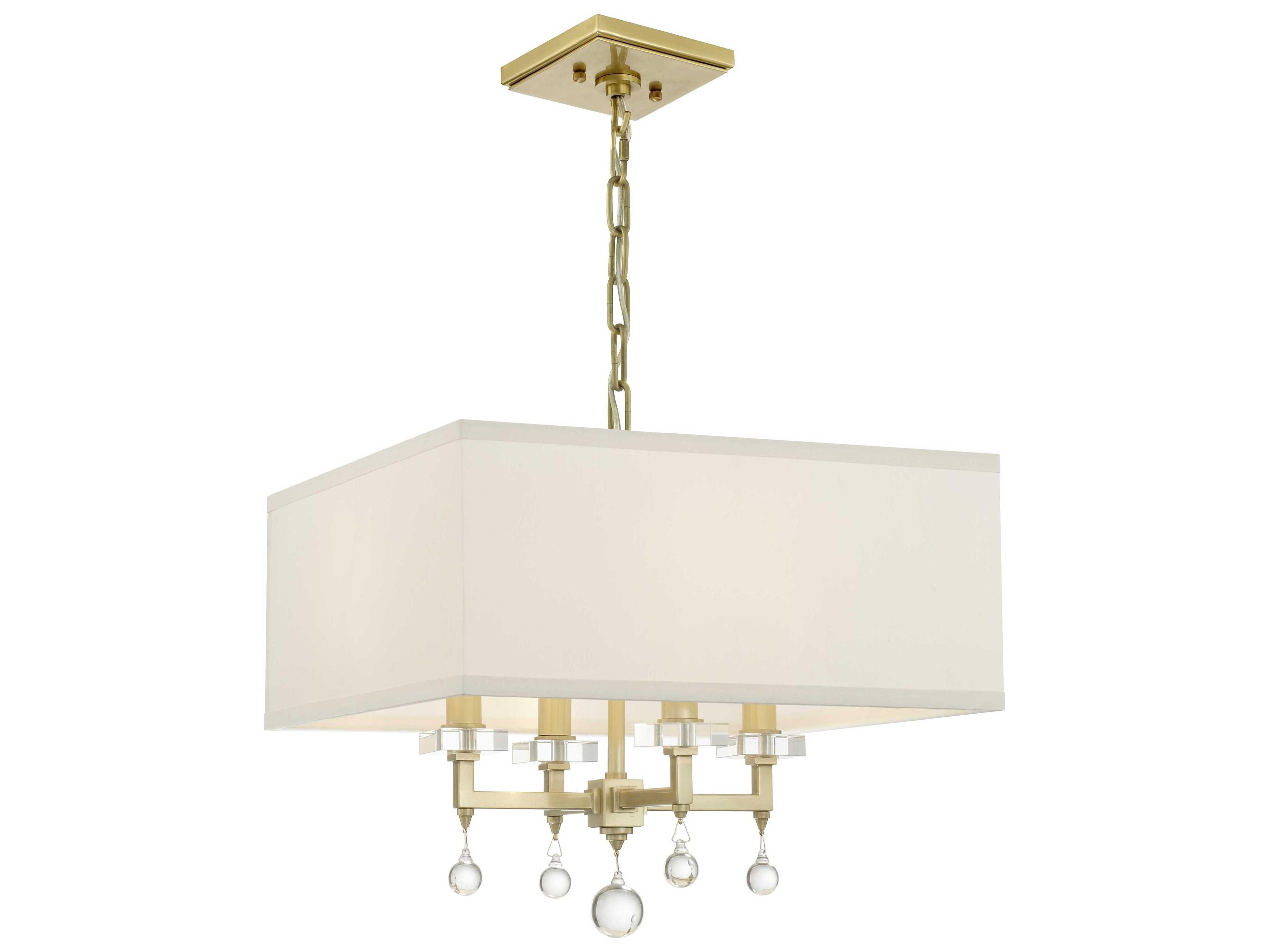 Crystorama Paxton 4-Light Aged Brass Glass Candelabra Chandelier