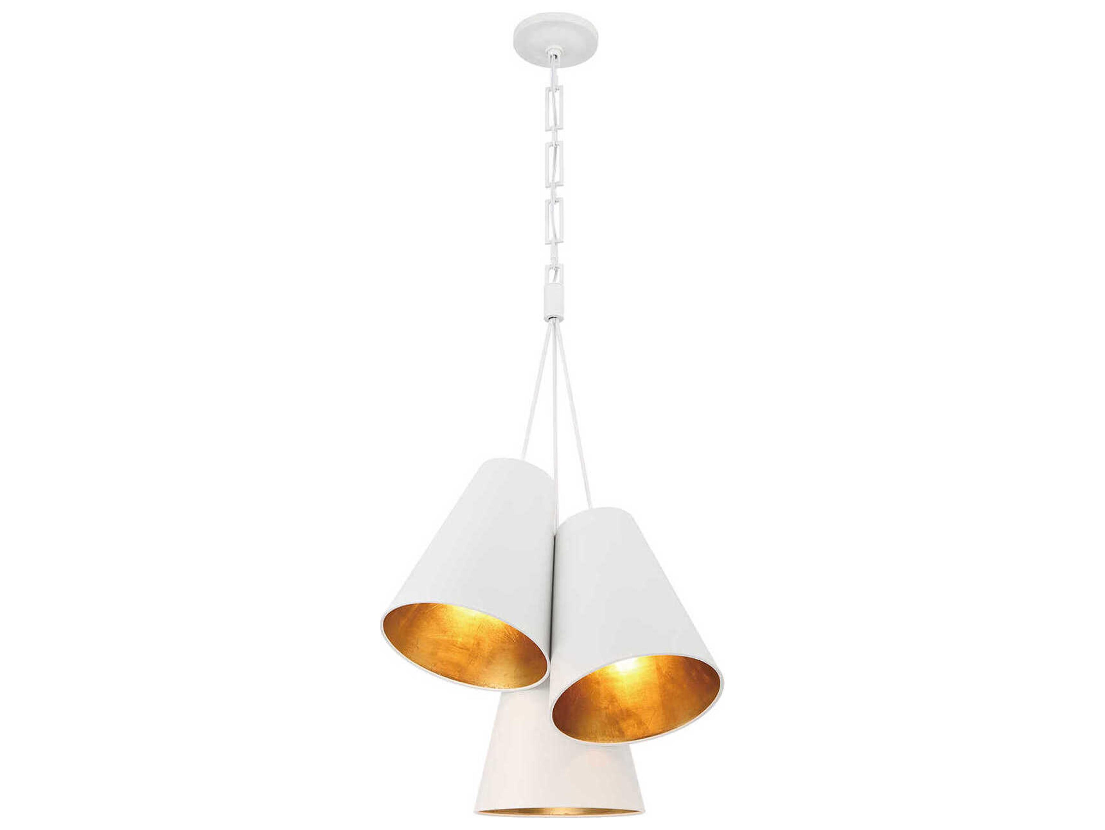 Crystorama Alston 3-Light Matte White Antique Gold Pendant