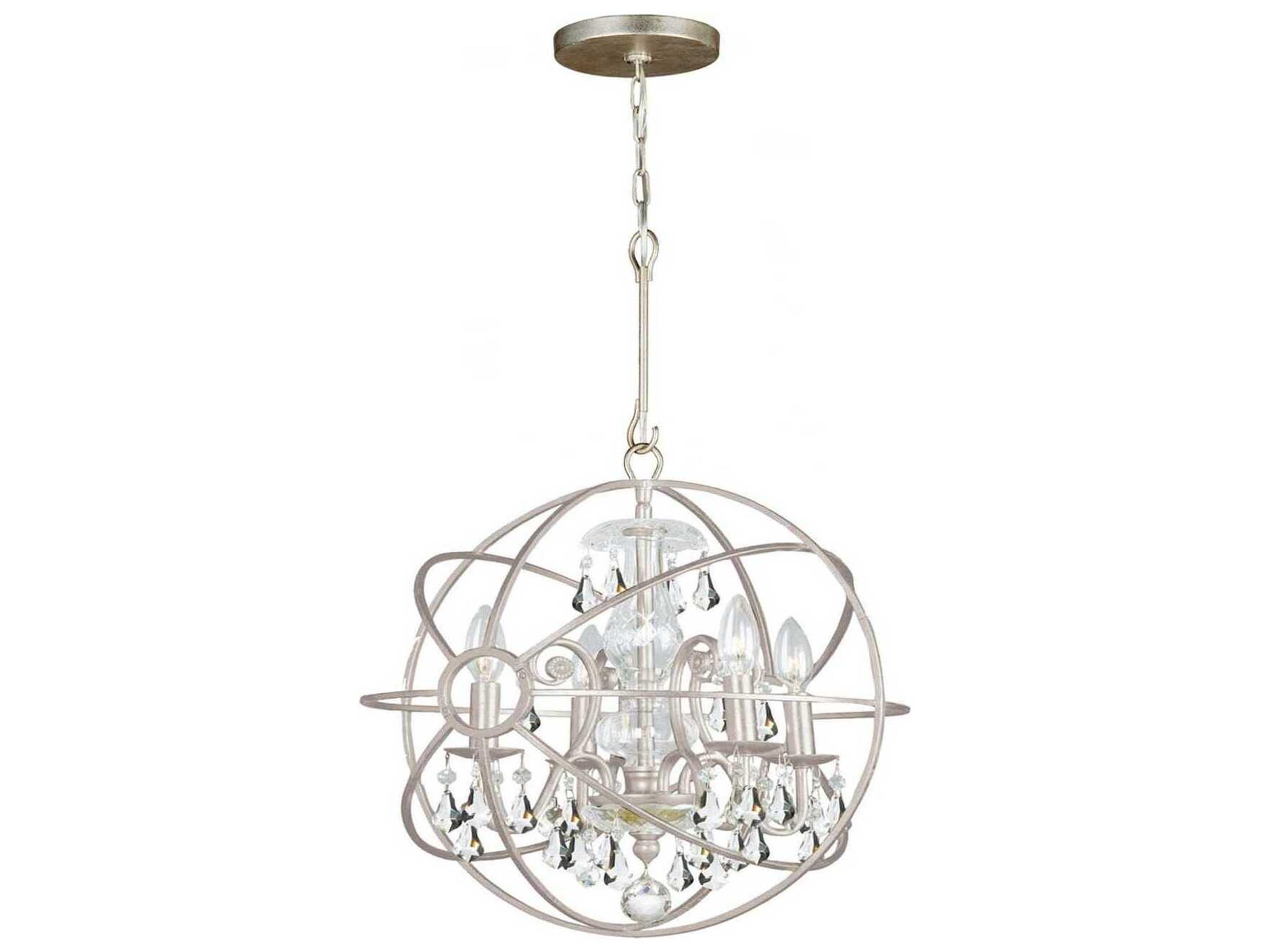 Crystorama Solaris 4-Light Olde Silver Crystal Candelabra Chandelier