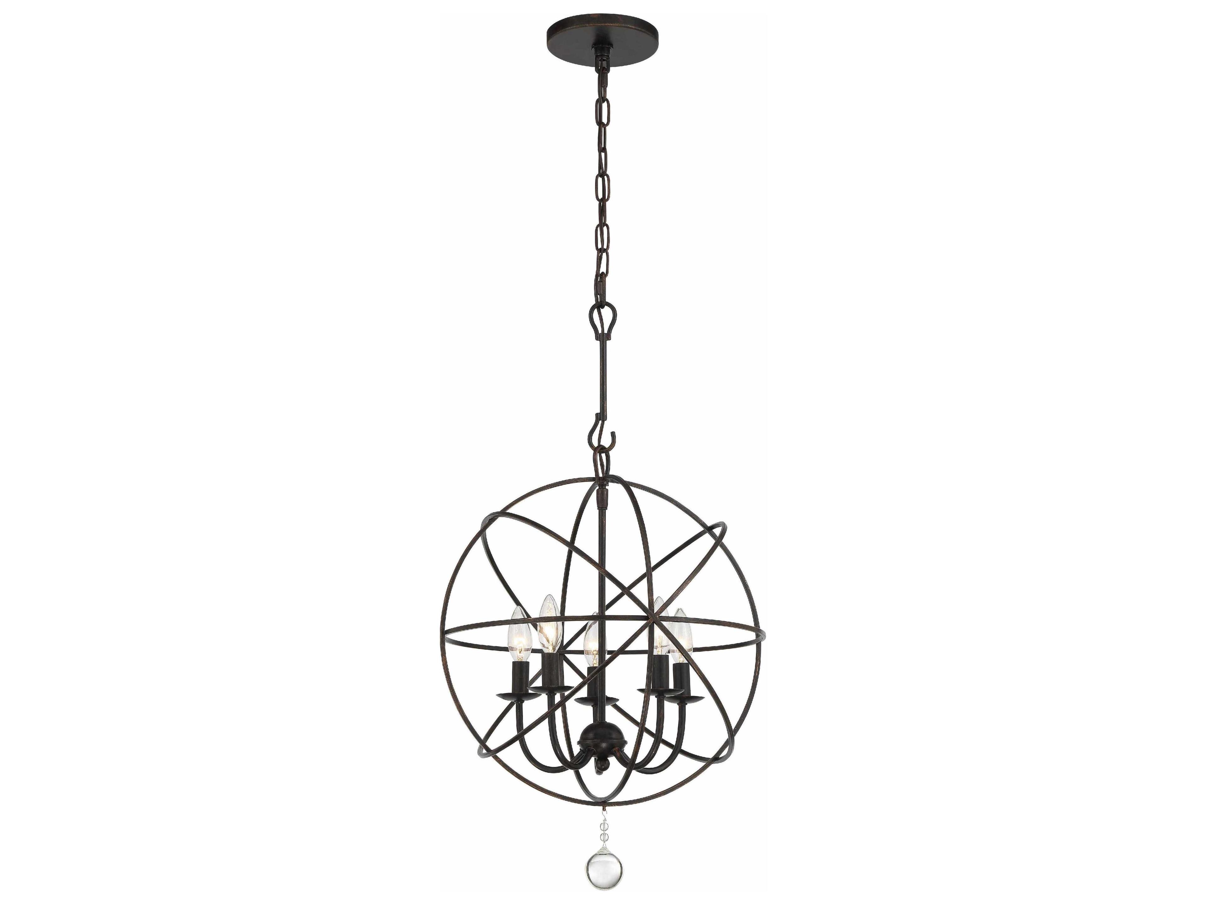 Crystorama Solaris 5-Light English Bronze Glass Candelabra Chandelier