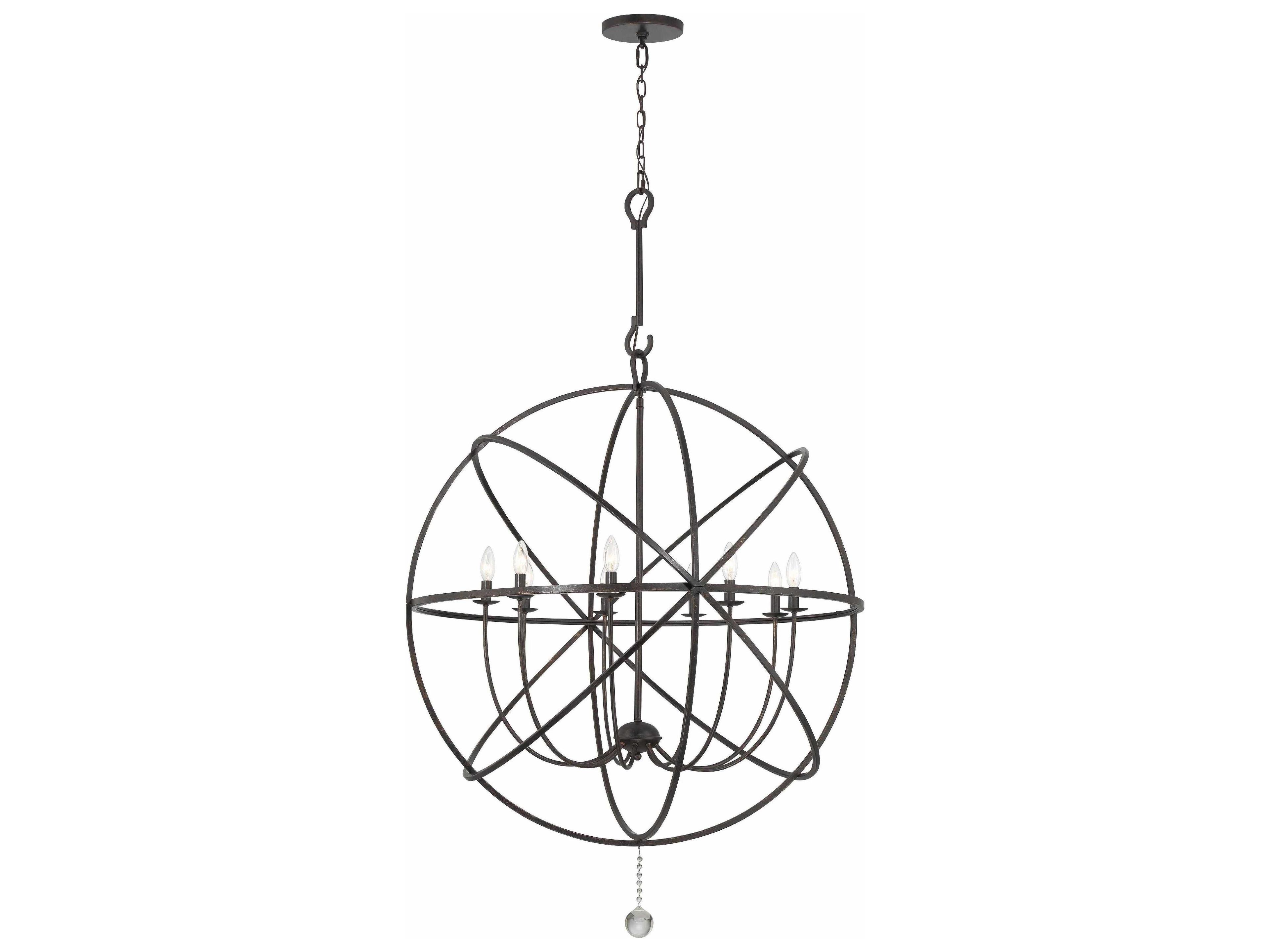 Crystorama Solaris 9-Light Black Glass Geometric Chandelier