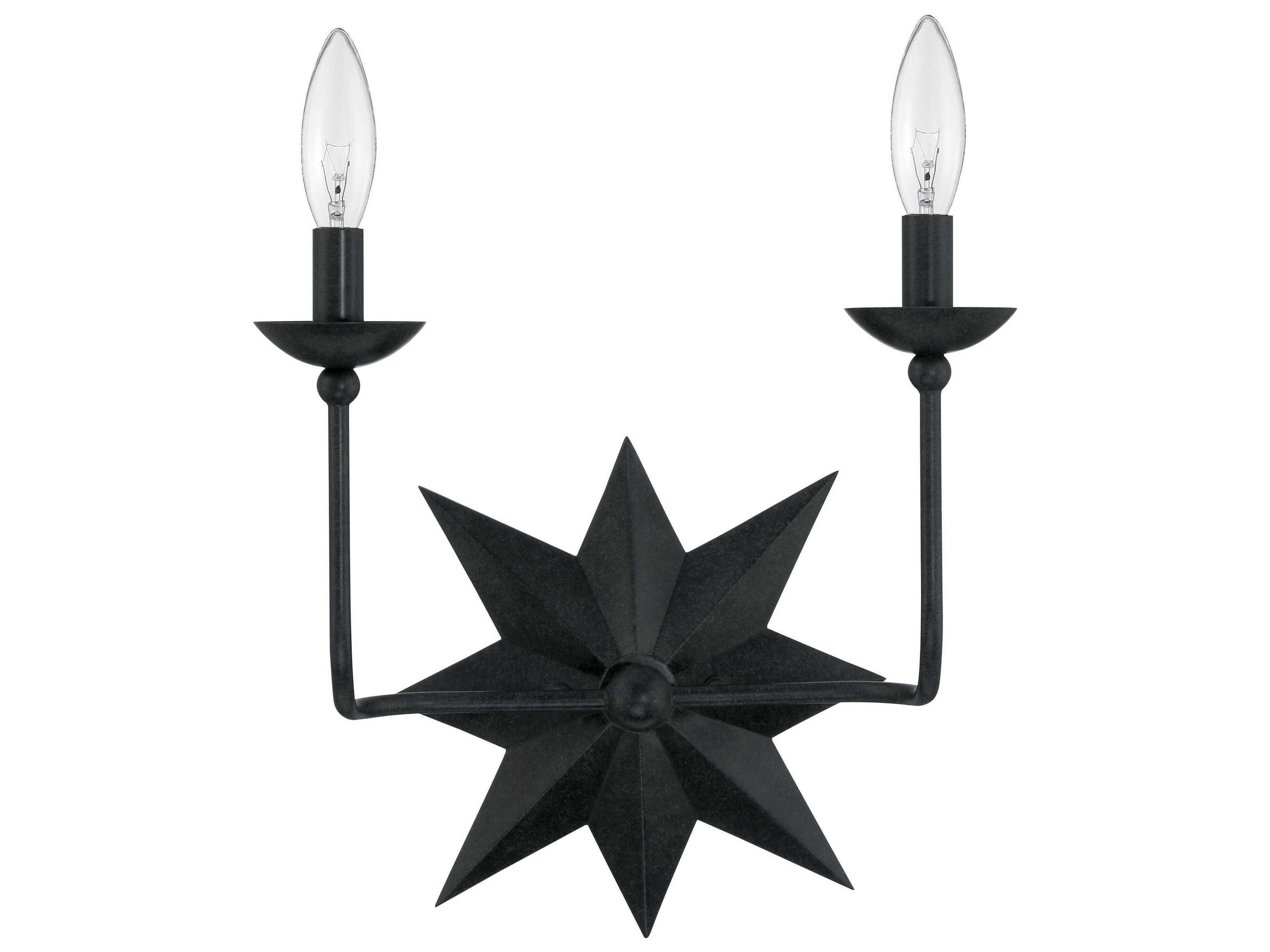 Crystorama Astro 2-Light Black Wall Sconce