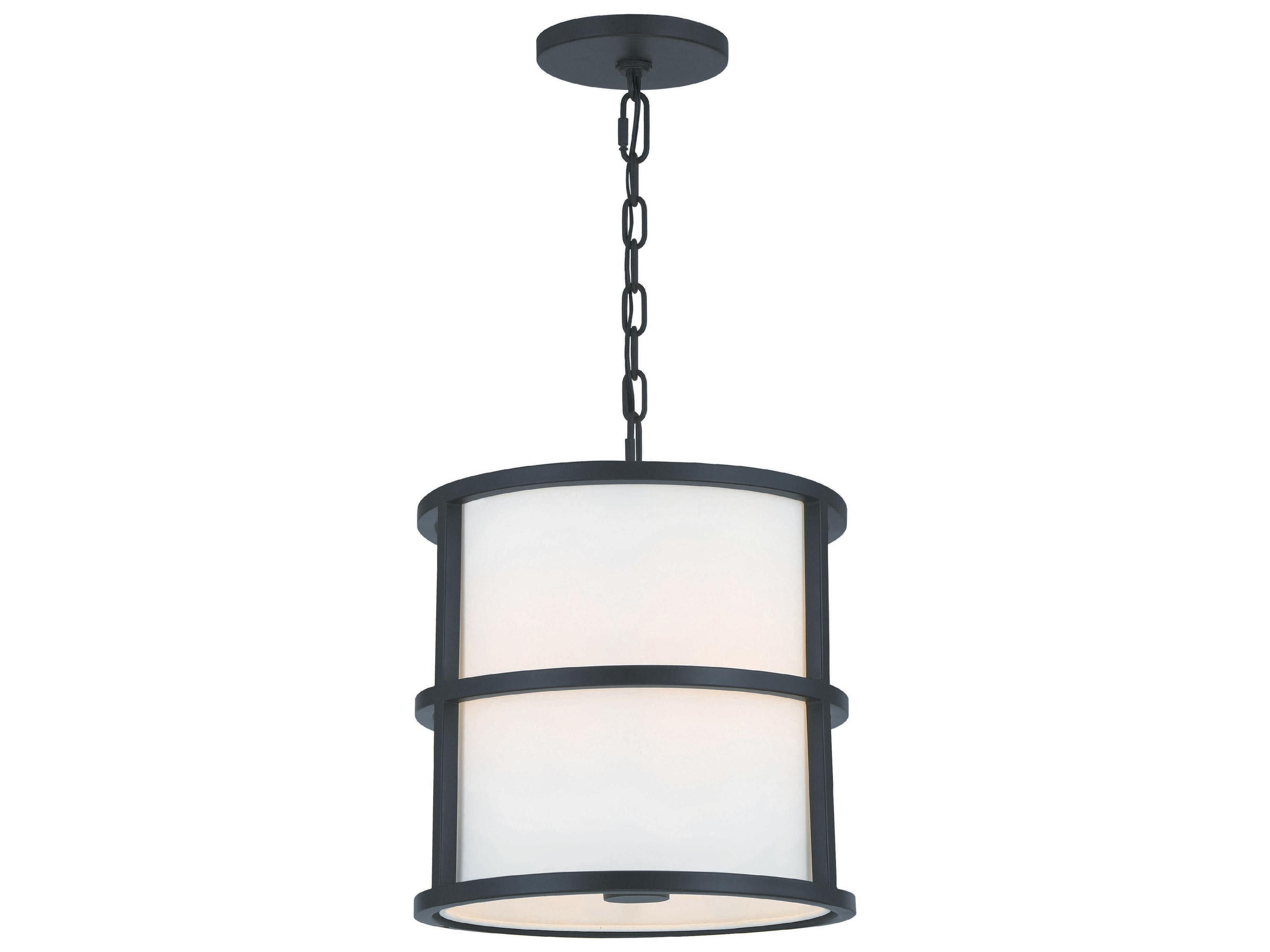 Crystorama Hulton 3-Light Matte Black Drum Pendant