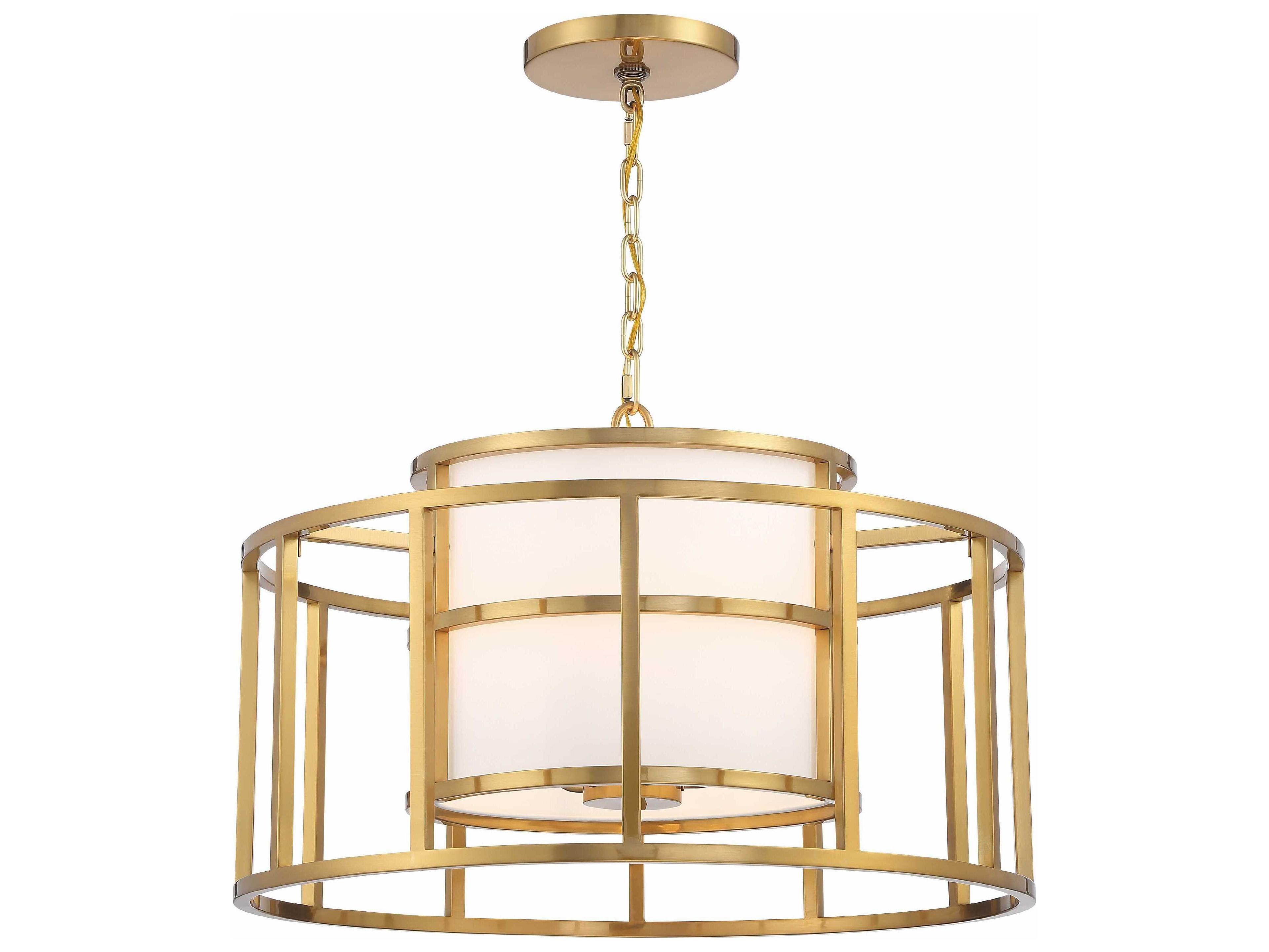 Crystorama Hulton 5-Light Luxe Gold Drum Geometric Chandelier