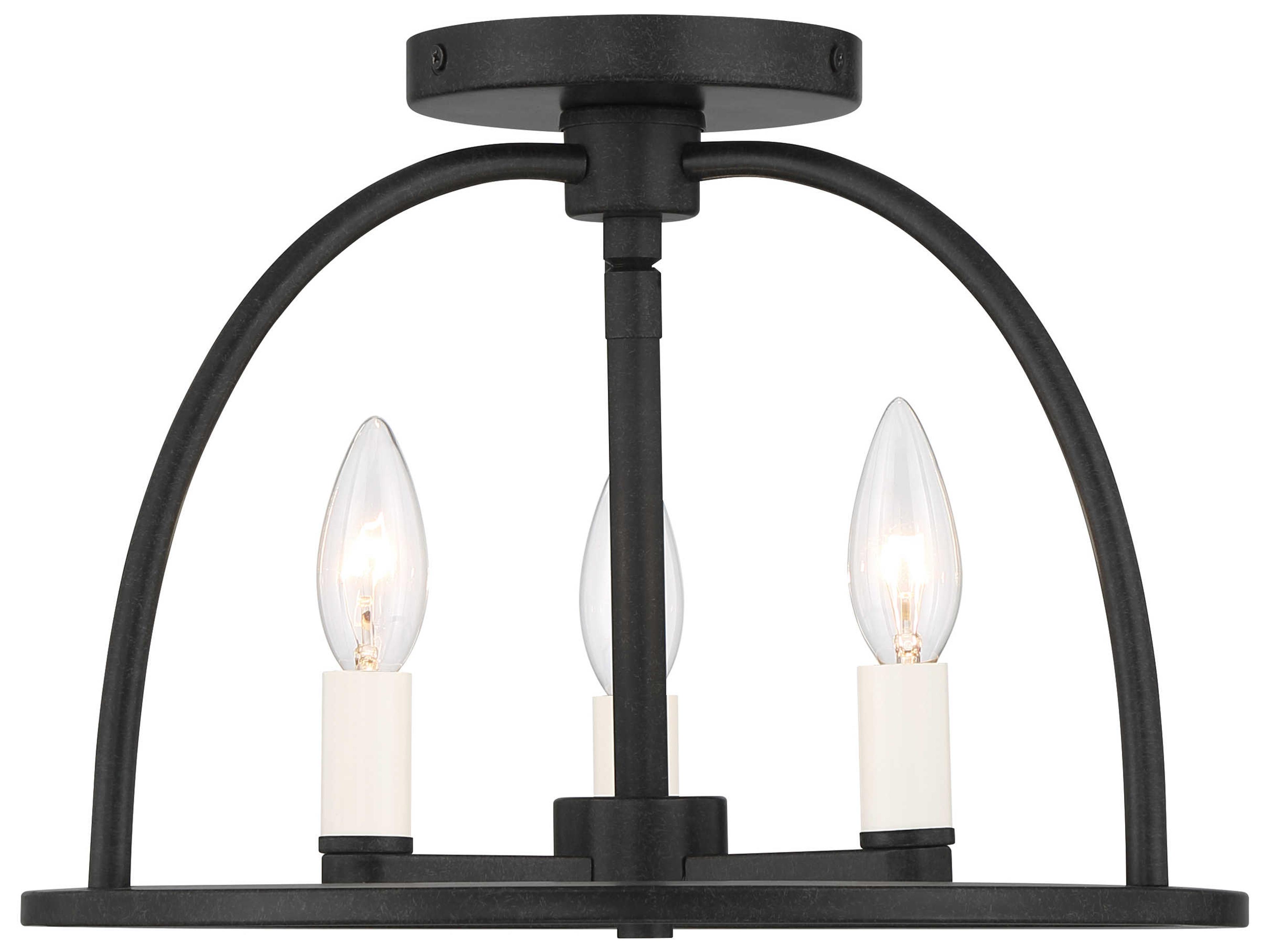 Crystorama Abbott 3-Light Black Semi Flush Mount