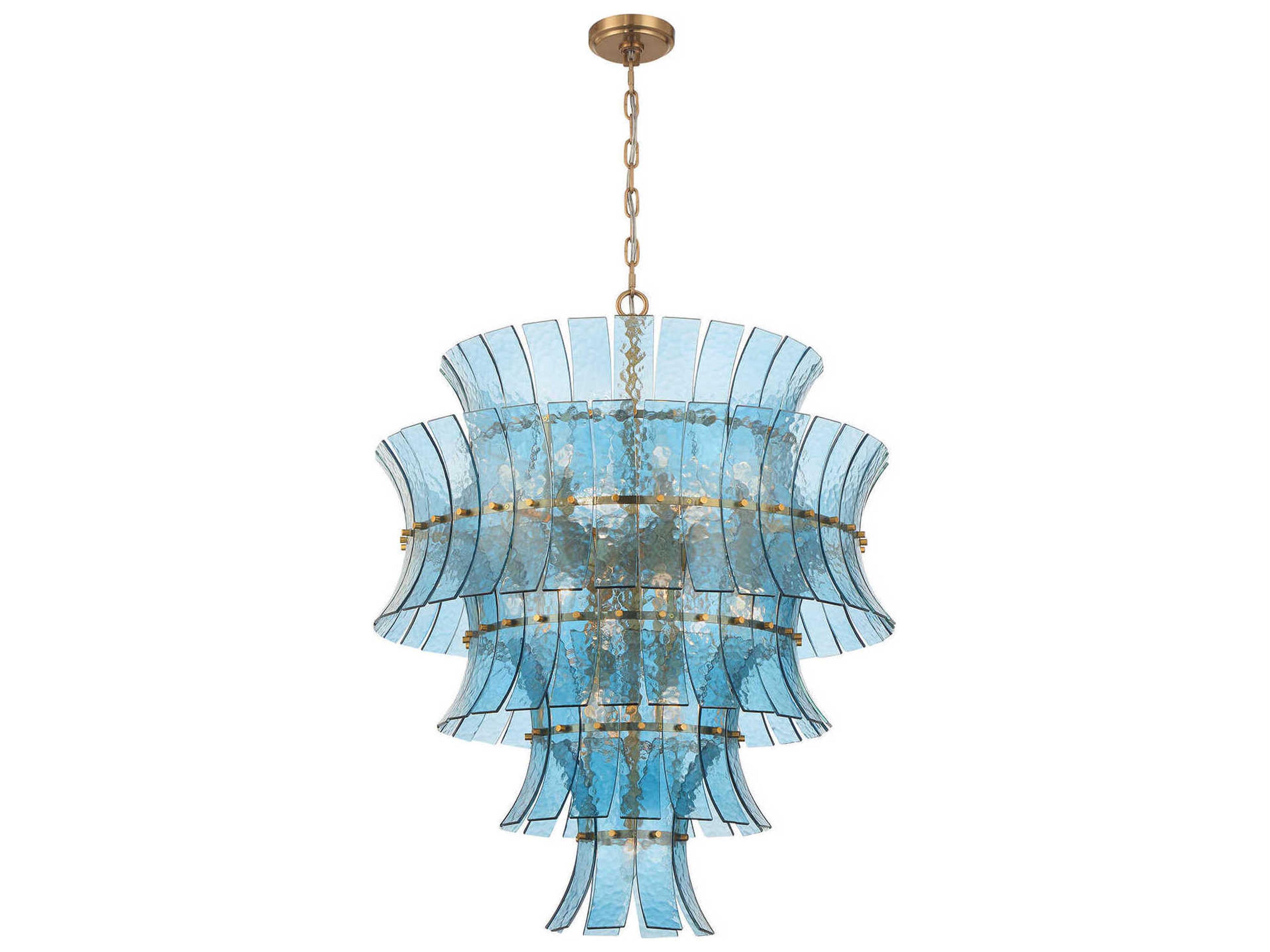 Crystorama Abigail 21-Light Aged Brass Blue Tiered Chandelier