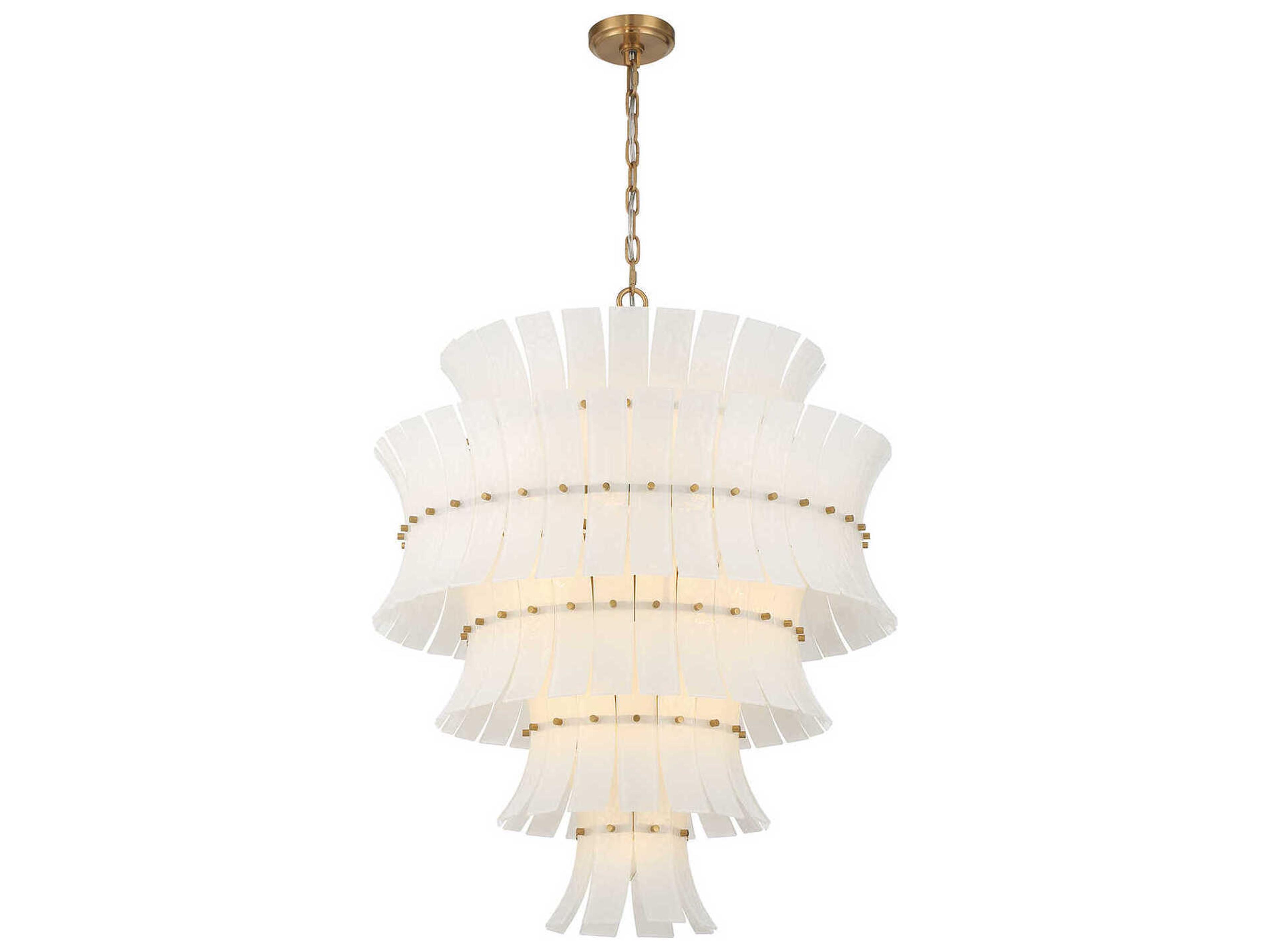 Crystorama Abigail 21-Light Aged Brass White Tiered Chandelier