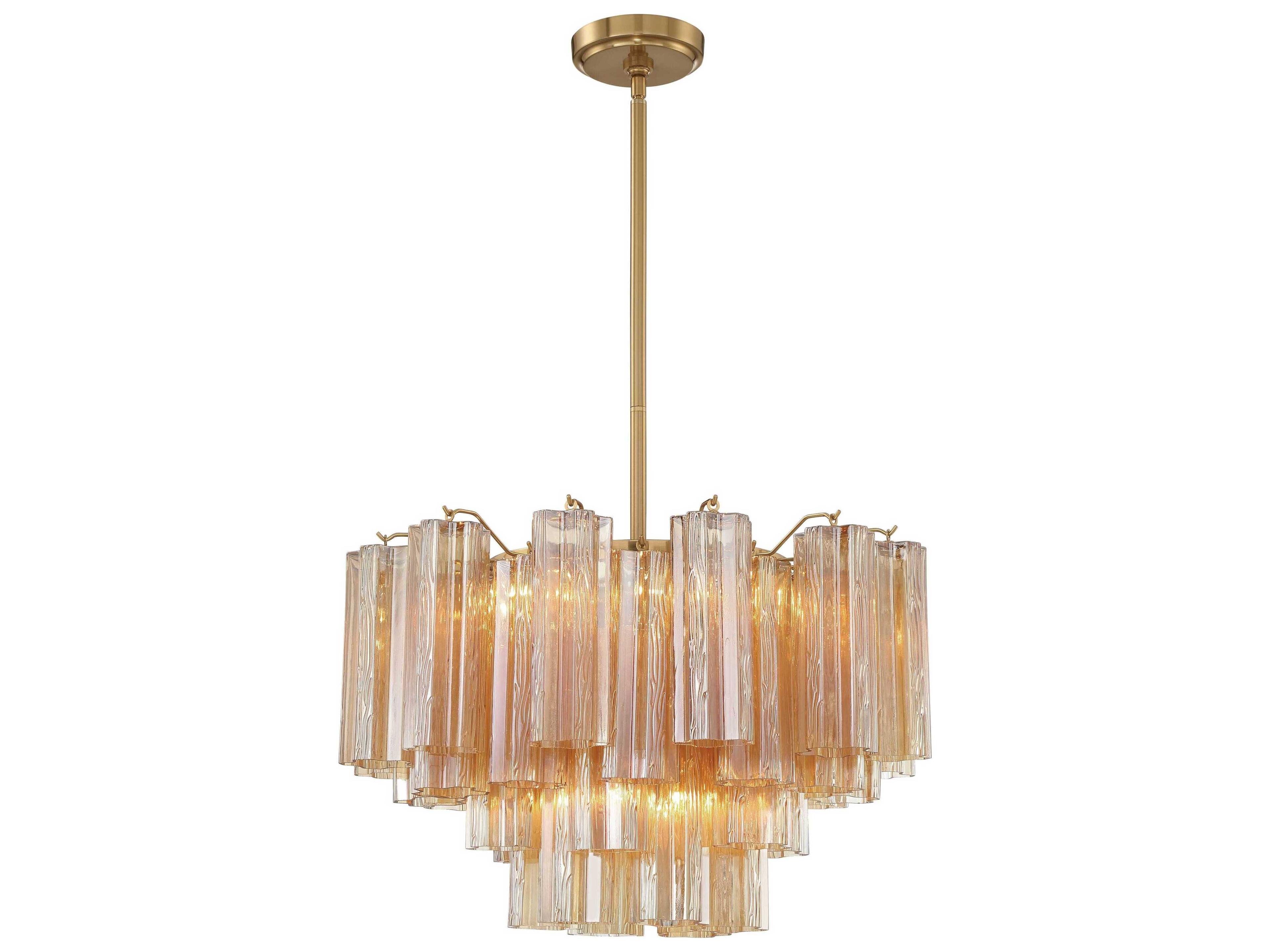 Crystorama Addis 9-Light Aged Brass Candelabra Geometric Chandelier