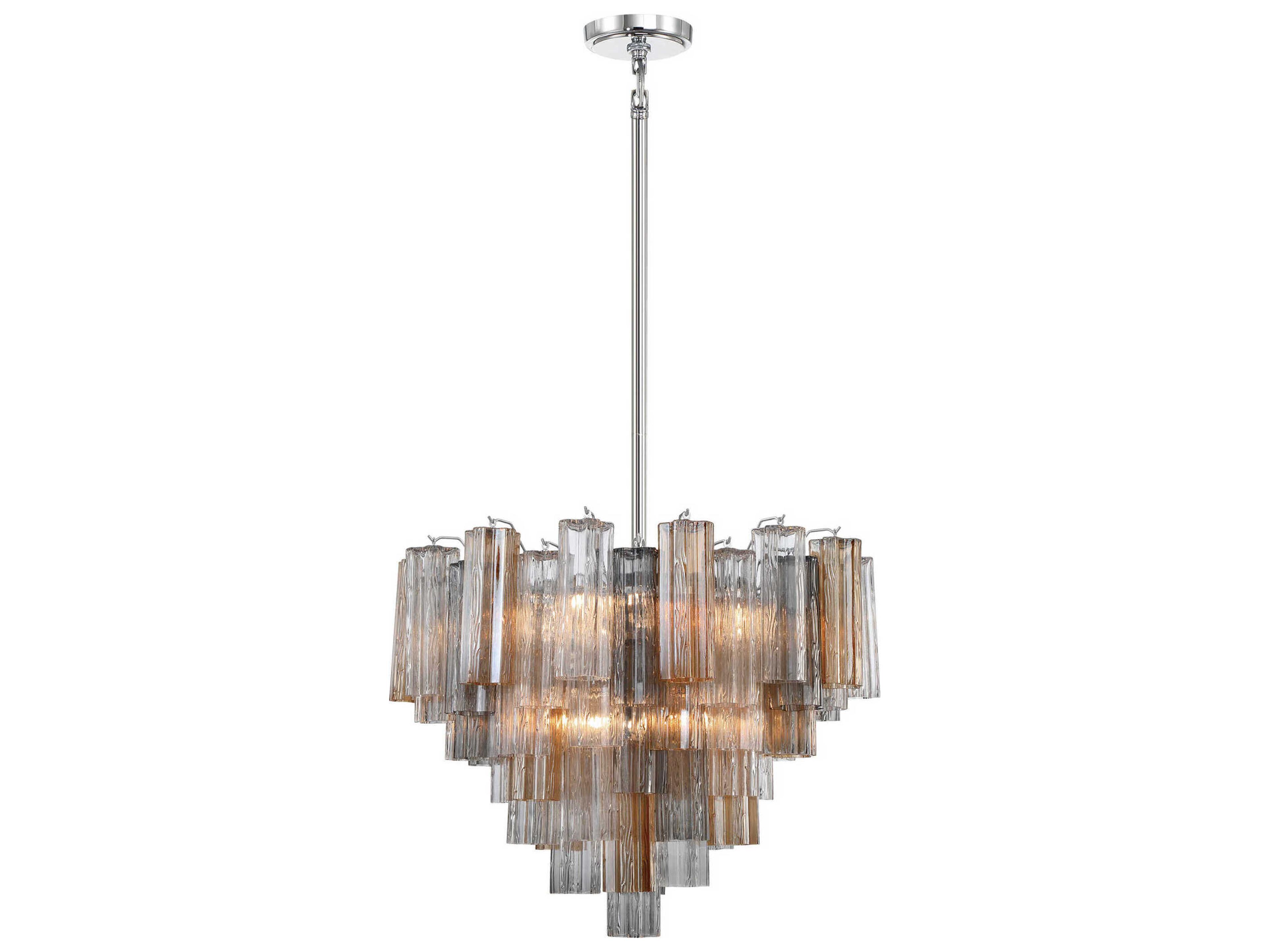 Crystorama Addis 12-Light Polished Chrome Candelabra Geometric Chandelier