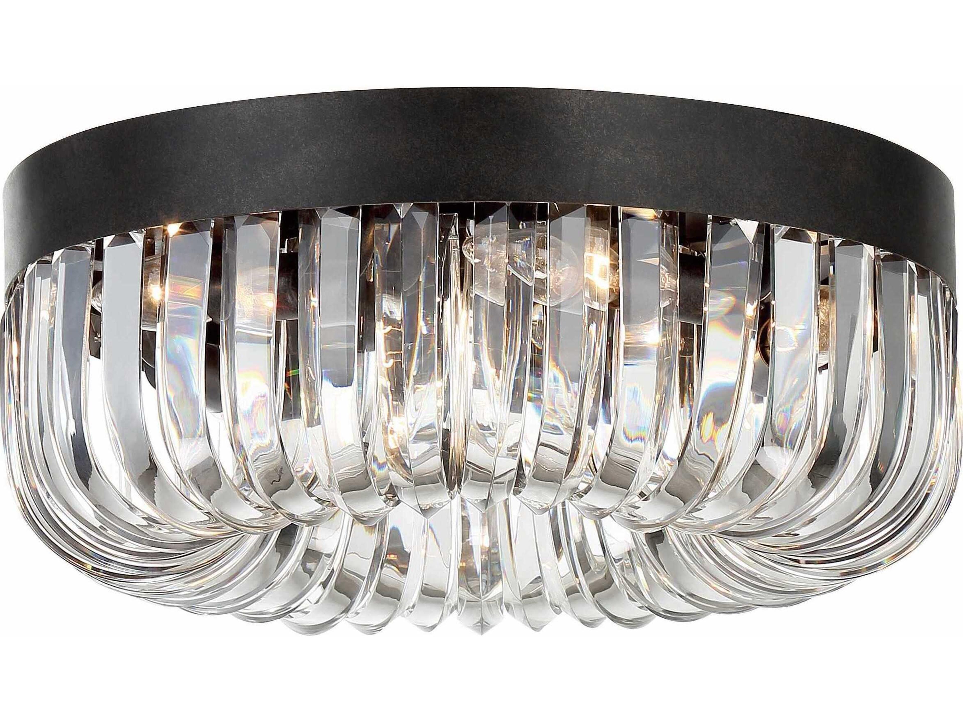 Crystorama Alister 5-Light Charcoal Bronze Clear Glass Bowl Flush Mount