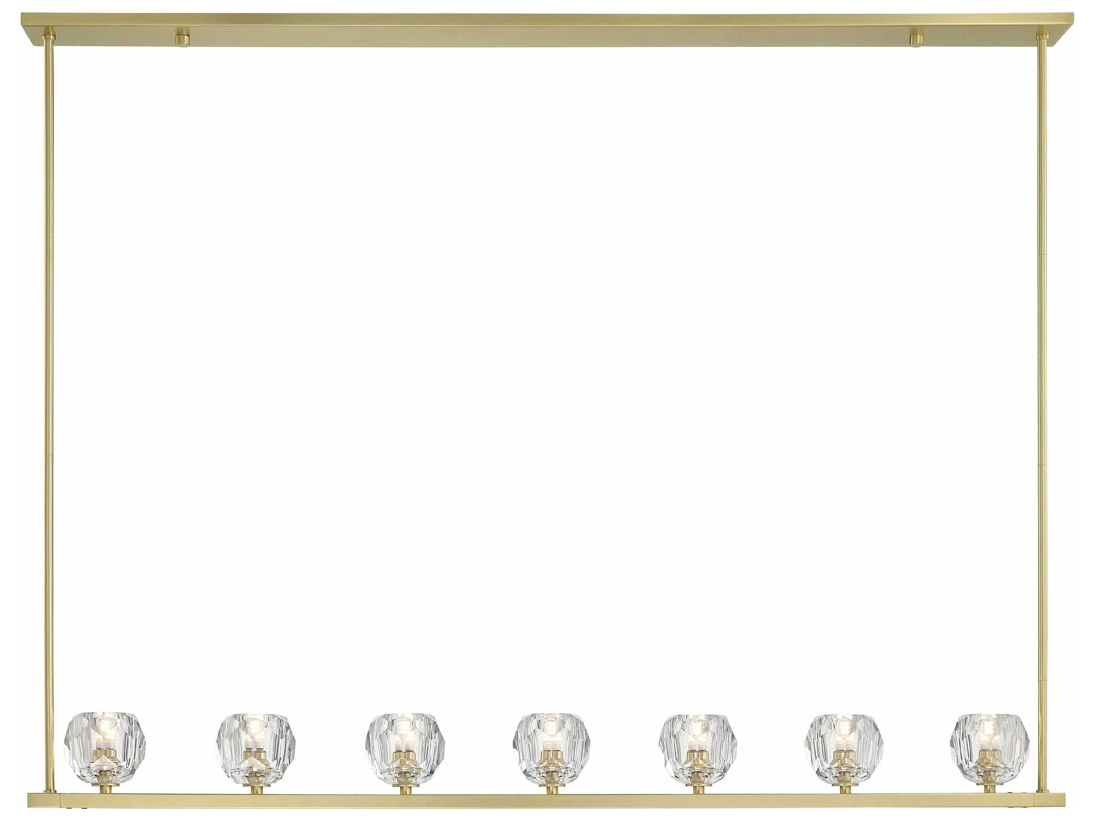 Crystorama Aragon 7-Light Soft Brass Crystal Glass Globe Linear Island Pendant