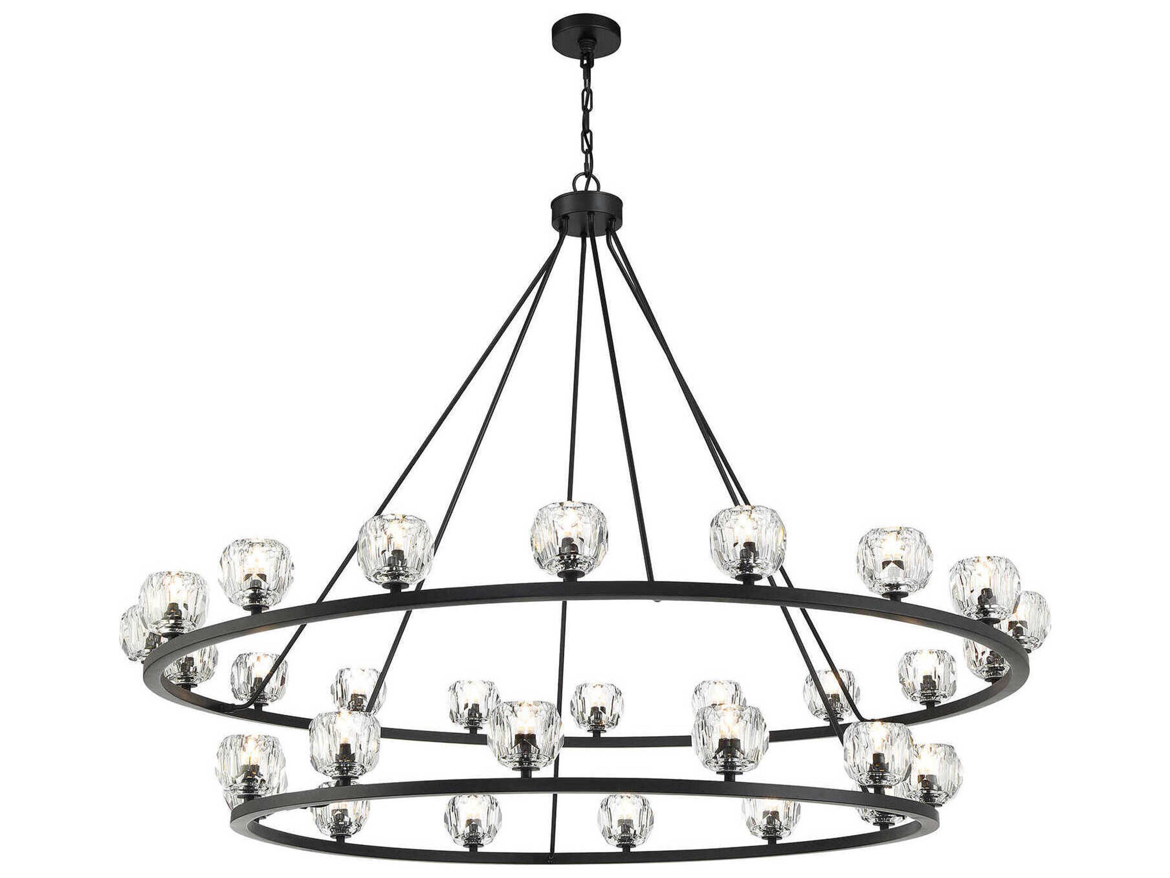 Crystorama Aragon 30-Light Matte Black Tiered Chandelier