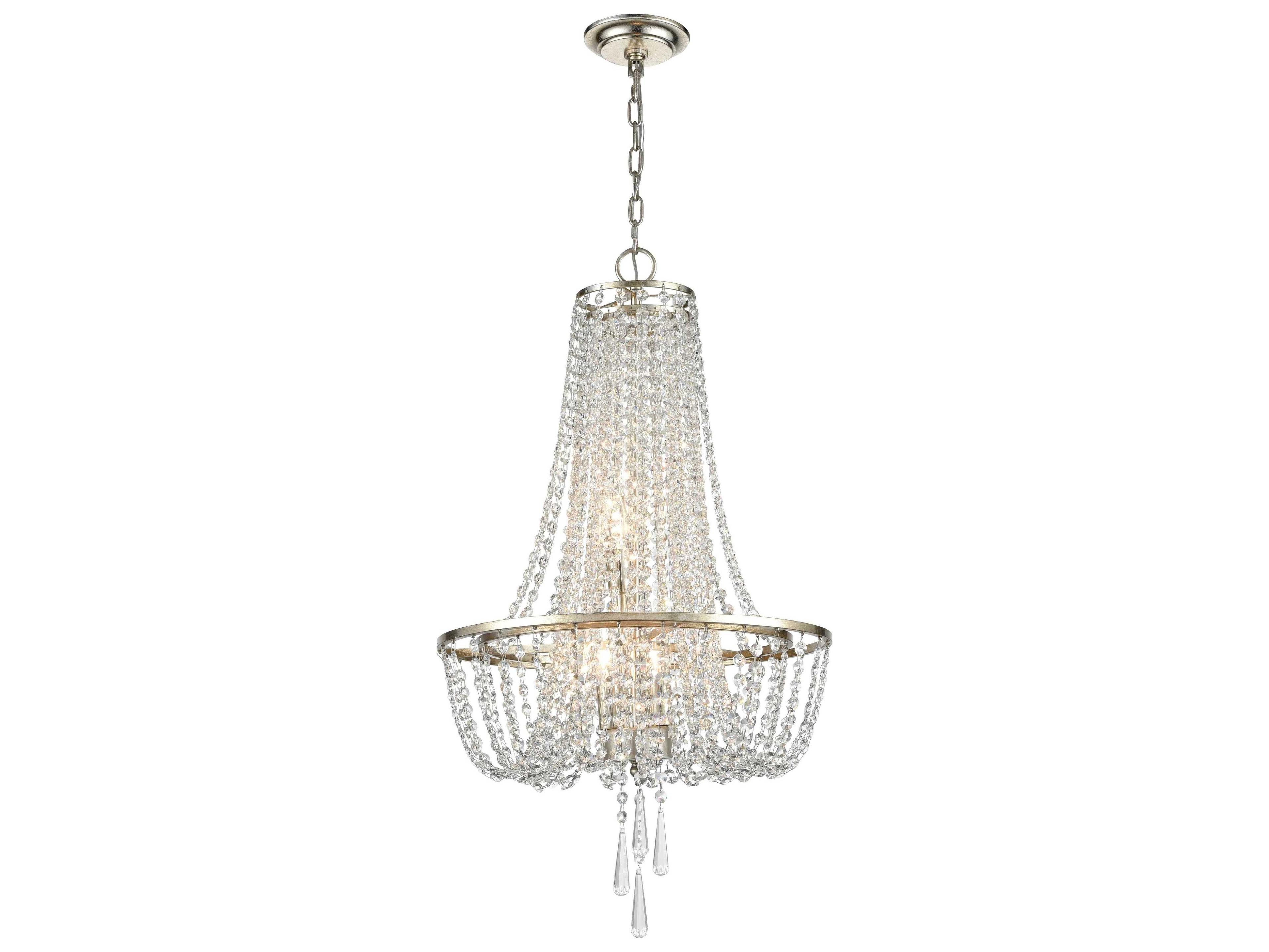 Crystorama Arcadia 4-Light Antique Silver Steel Crystal Candelabra Tiered Chandelier