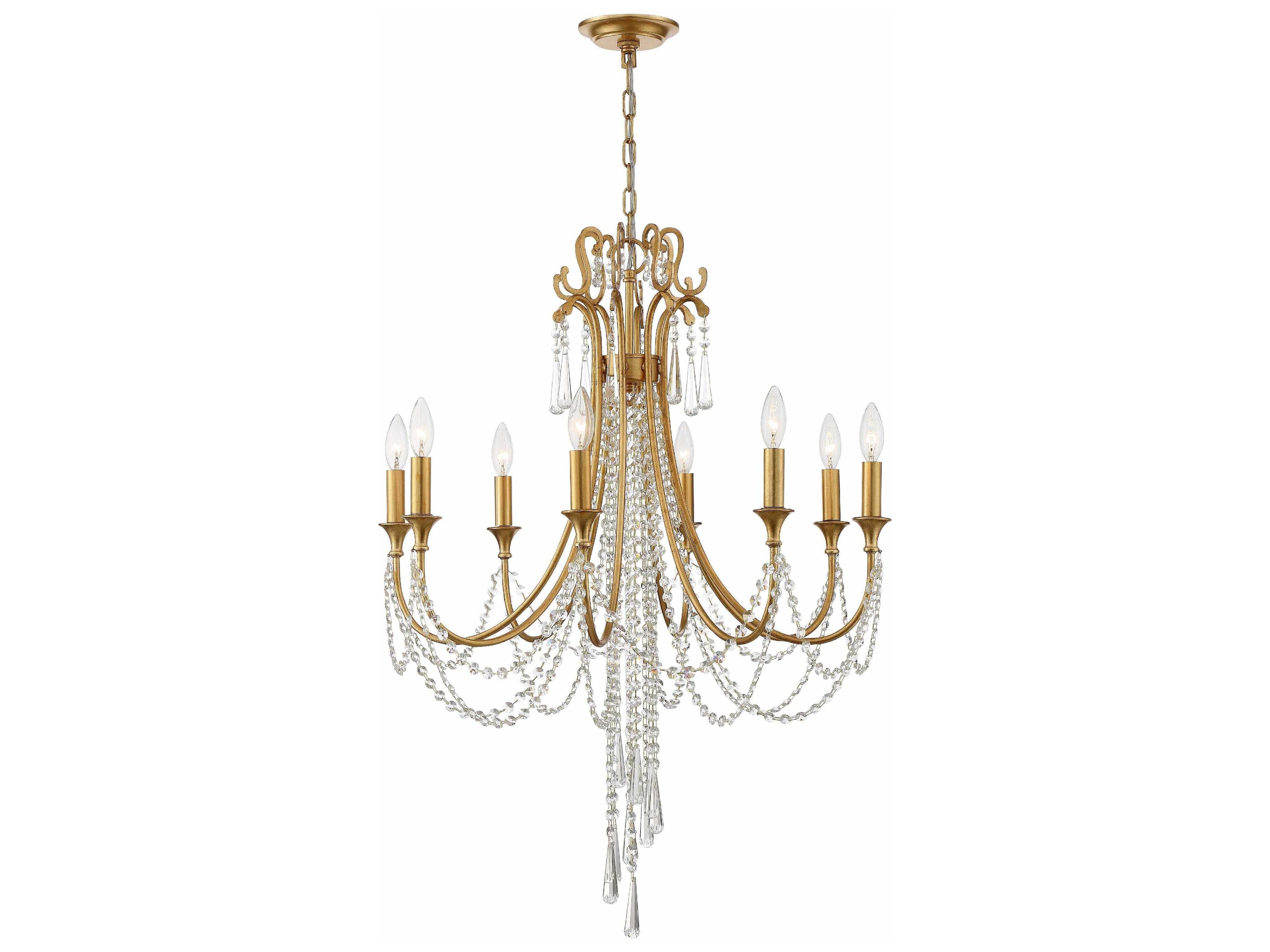 Crystorama Arcadia 8-Light Antique Gold Crystal Candelabra Chandelier