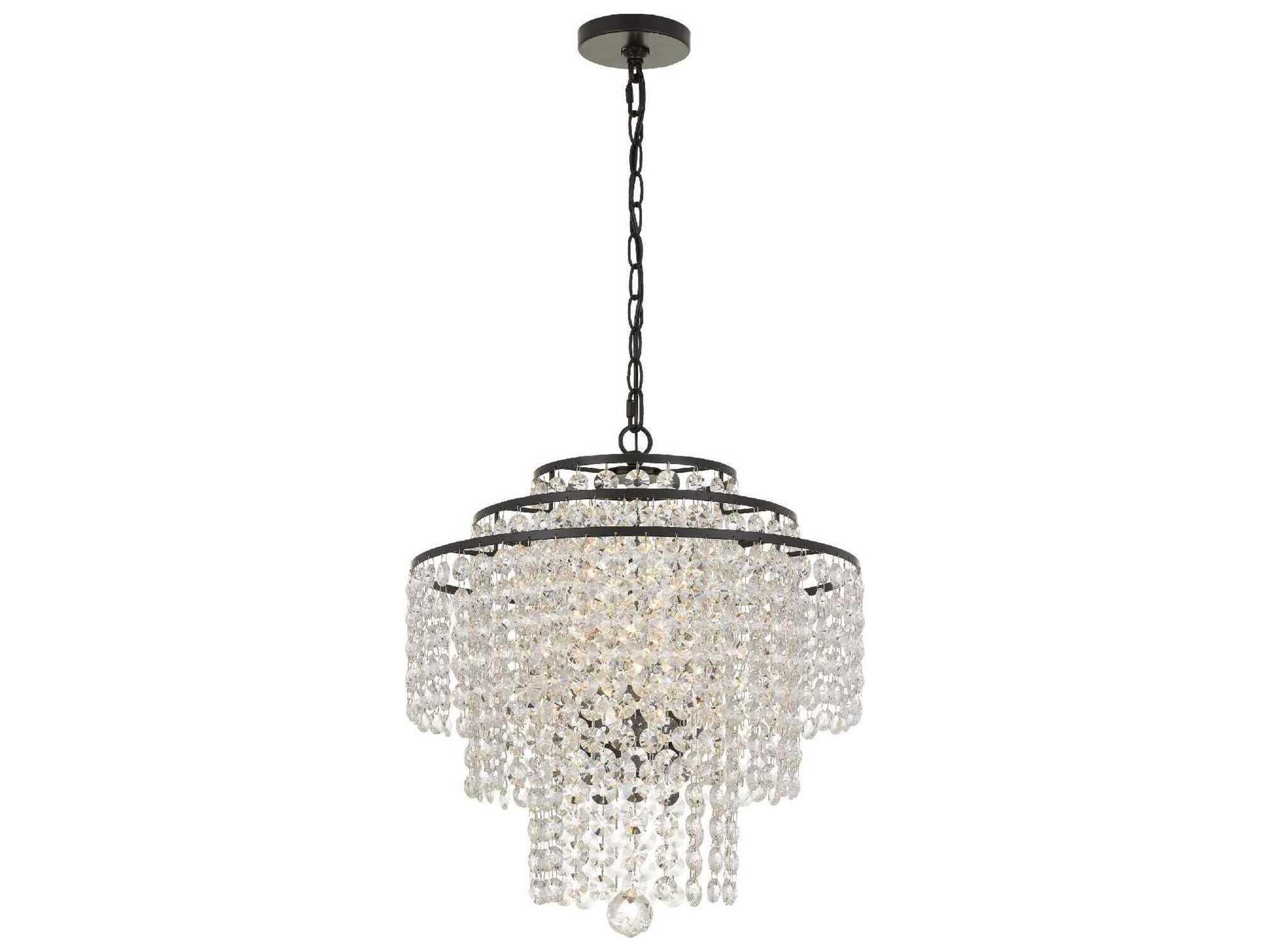Crystorama Arielle 4-Light Black Crystal Candelabra Tiered Chandelier