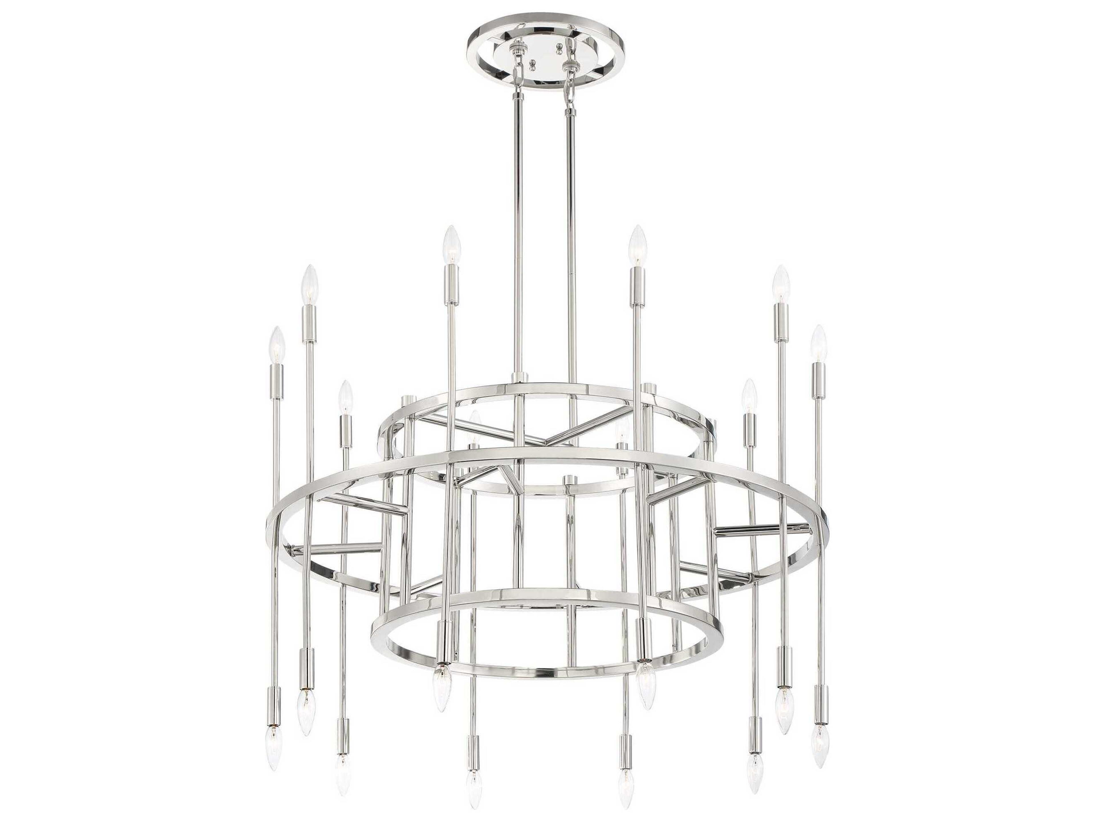 Crystorama Aries 20-Light Polished Nickel Steel Candelabra Tiered Chandelier
