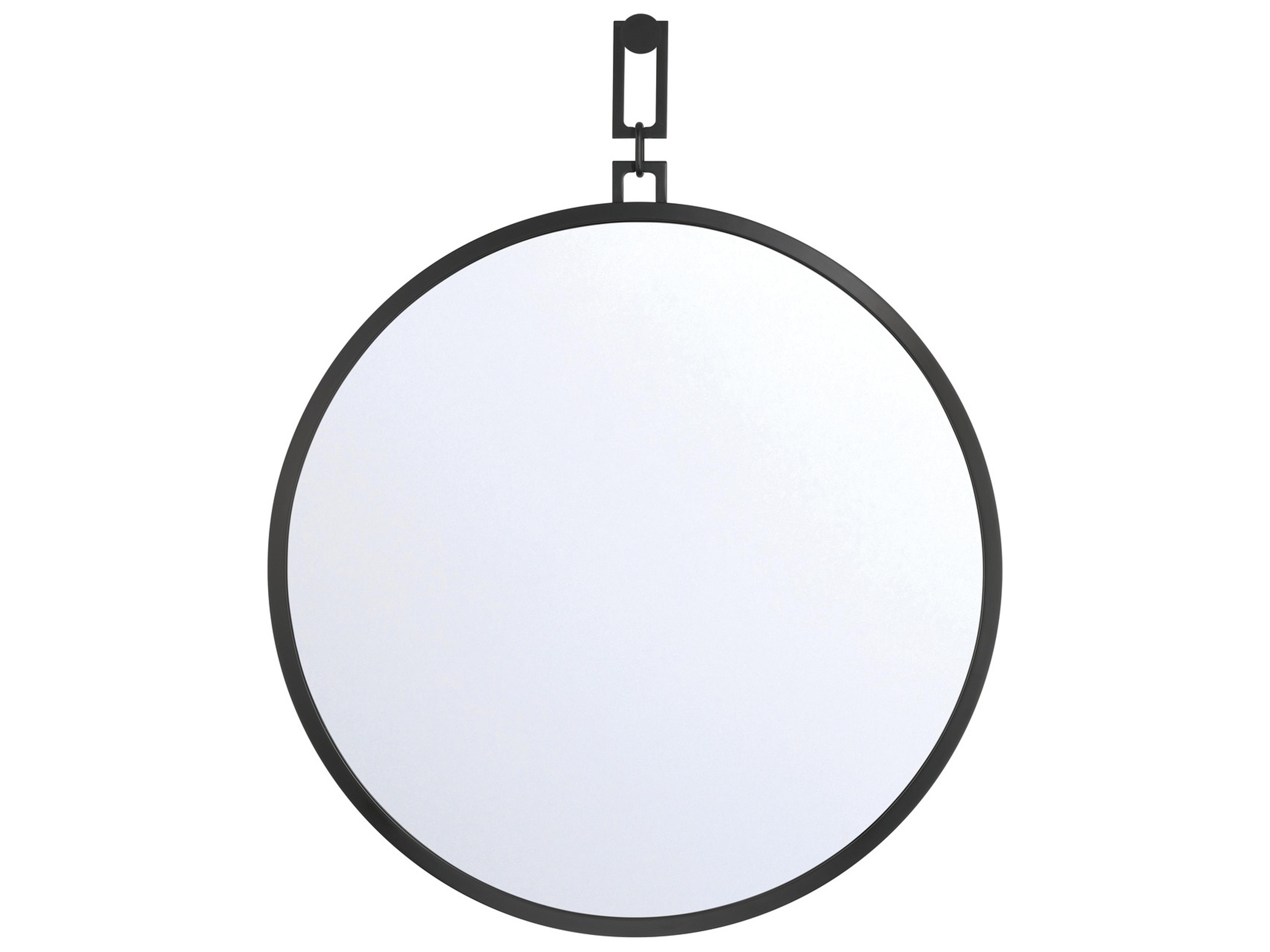 Crystorama Alston Black Wall Mirror Round