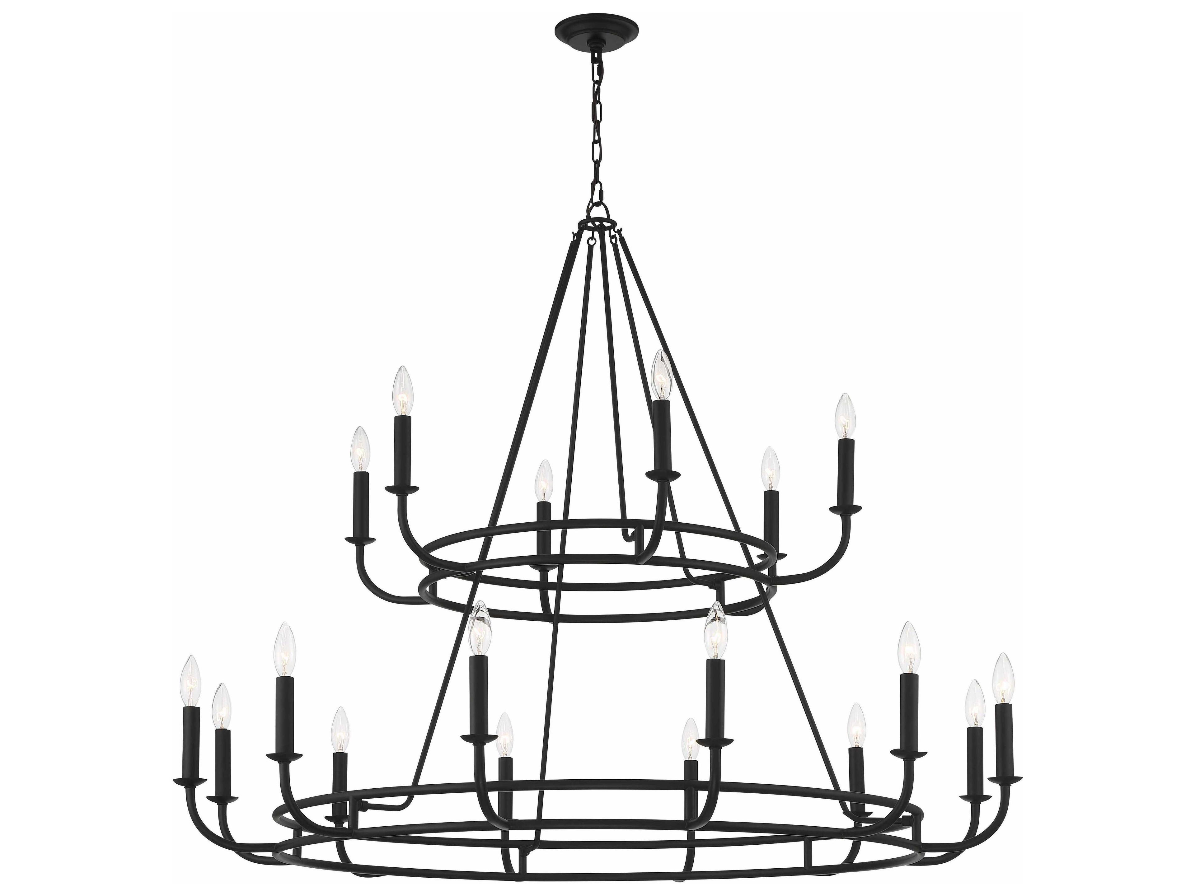 Crystorama Bailey 18-Light8-Light Matte Black Candelabra Tiered Chandelier