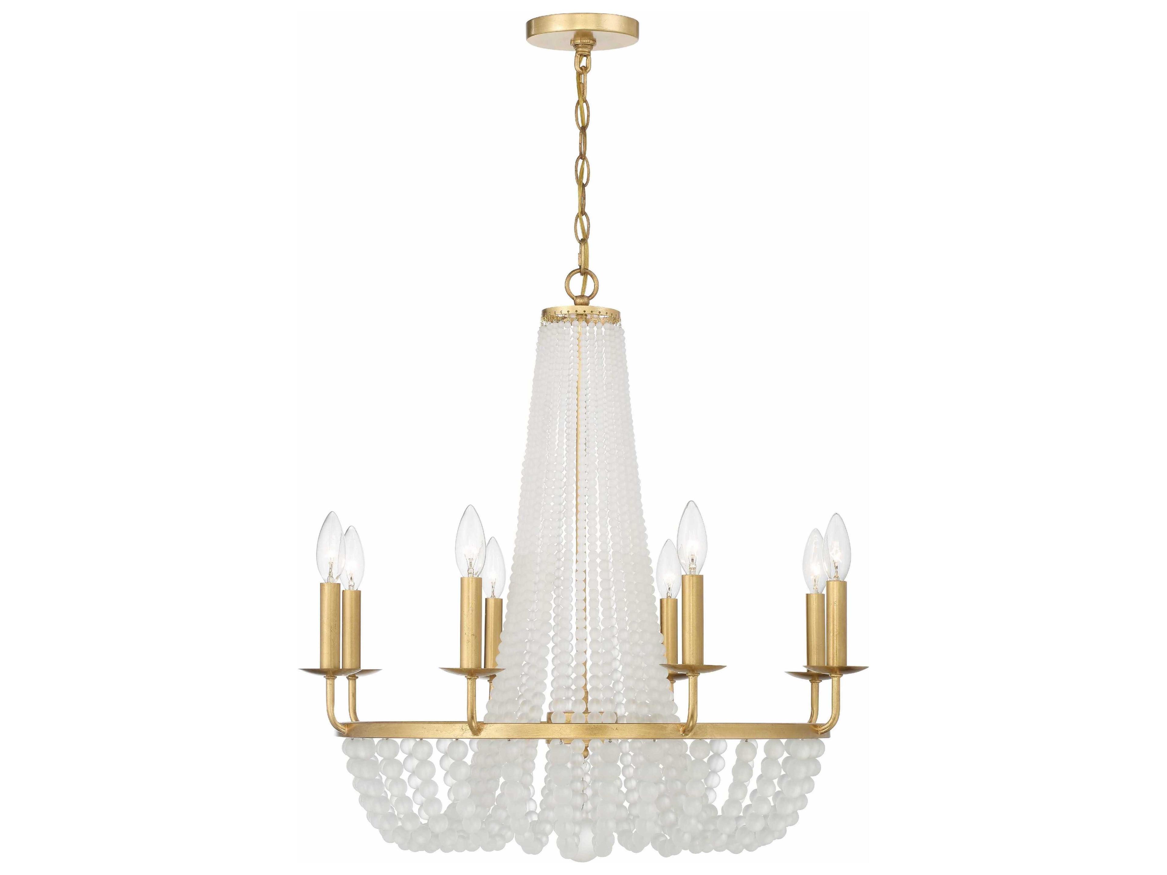 Crystorama Bella 8-Light Antique Gold Glass Candelabra Chandelier