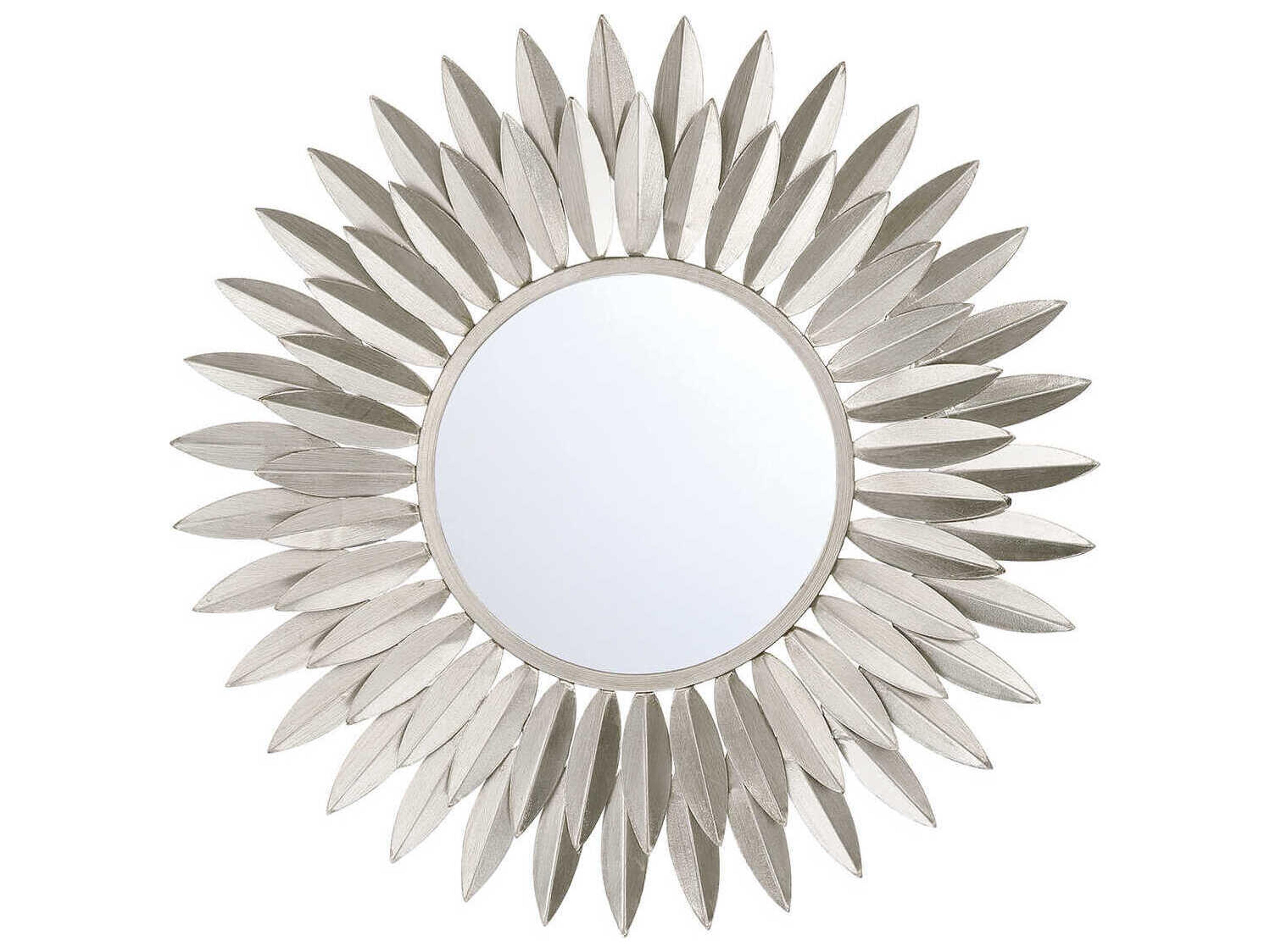 Crystorama Broche Antique Silver Wall Mirror Sunburst