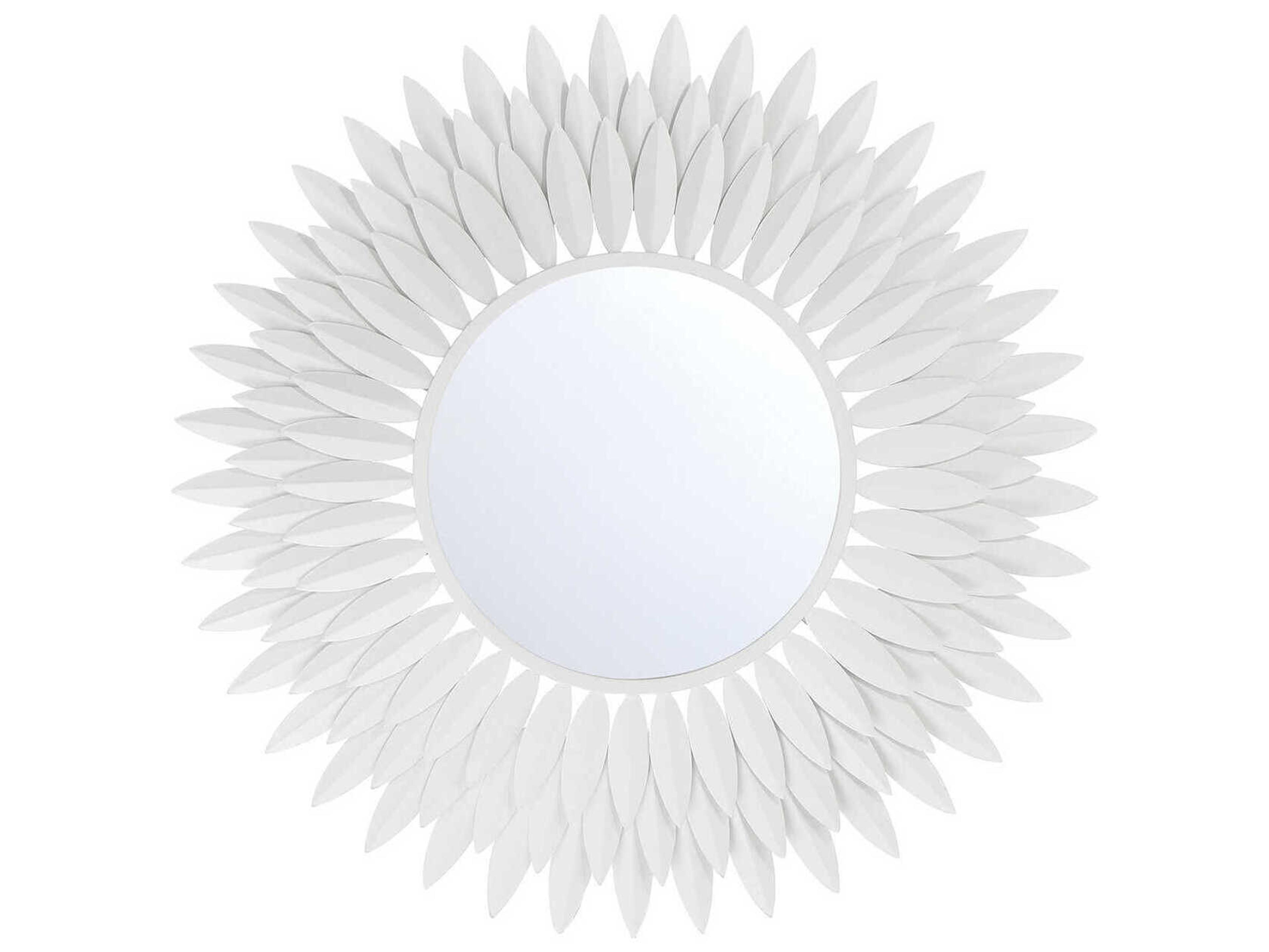 Crystorama Broche Matte White Wall Mirror Sunburst