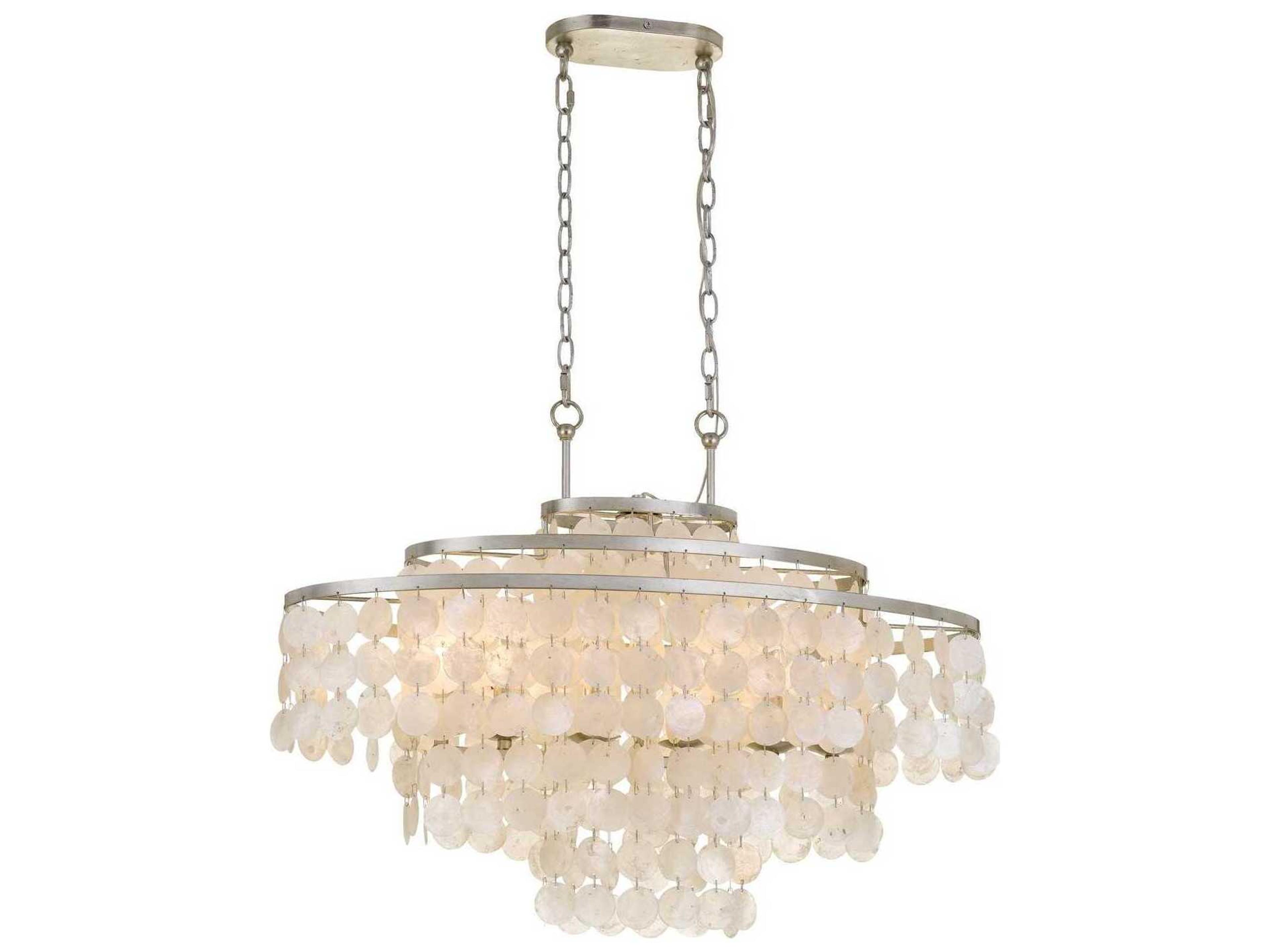 Crystorama Brielle 6-Light Off White Linear Tiered Island Pendant