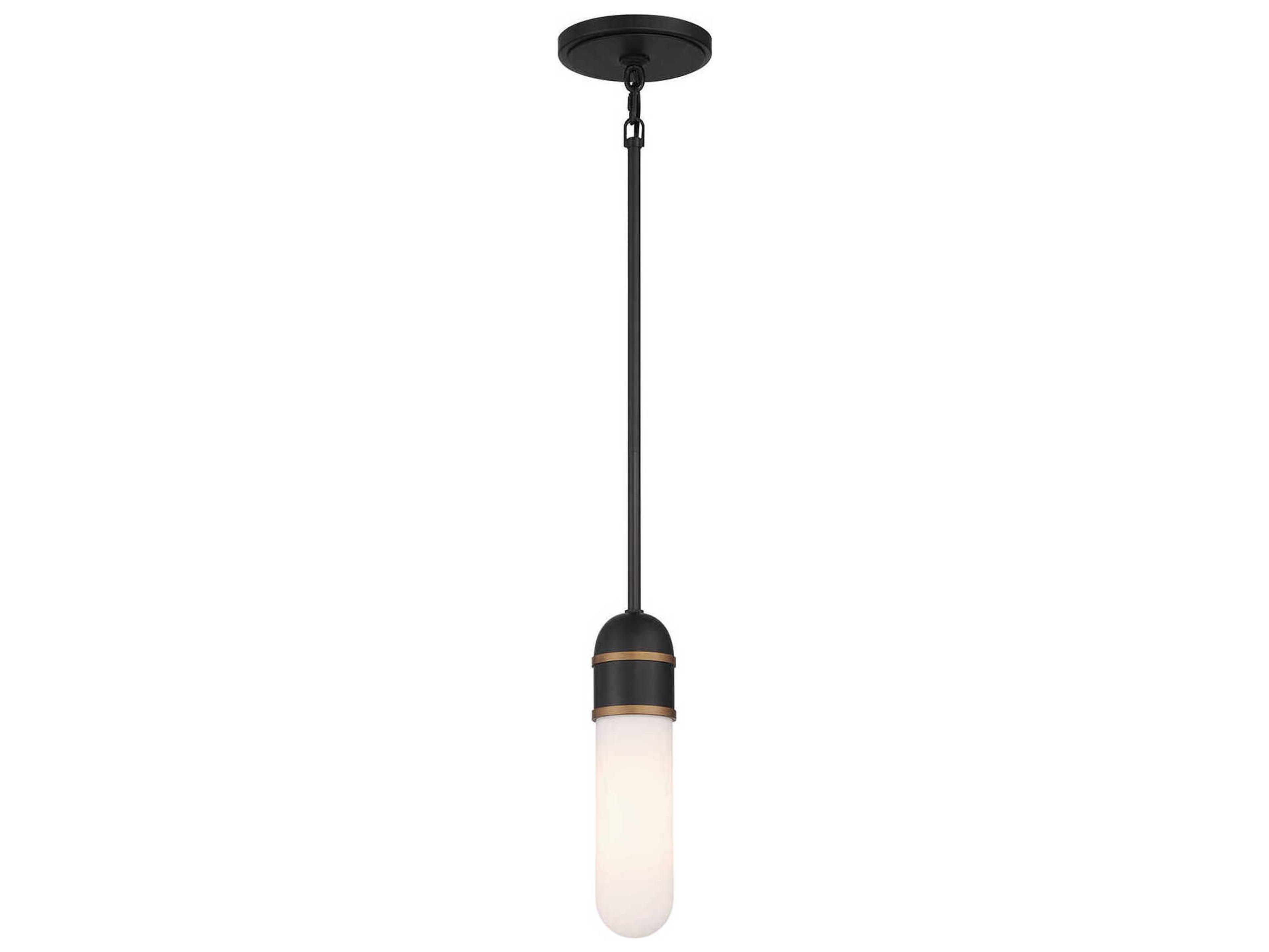 Crystorama Capsule 1-Light Matte Black Textured Gold Cylinder Mini Pendant