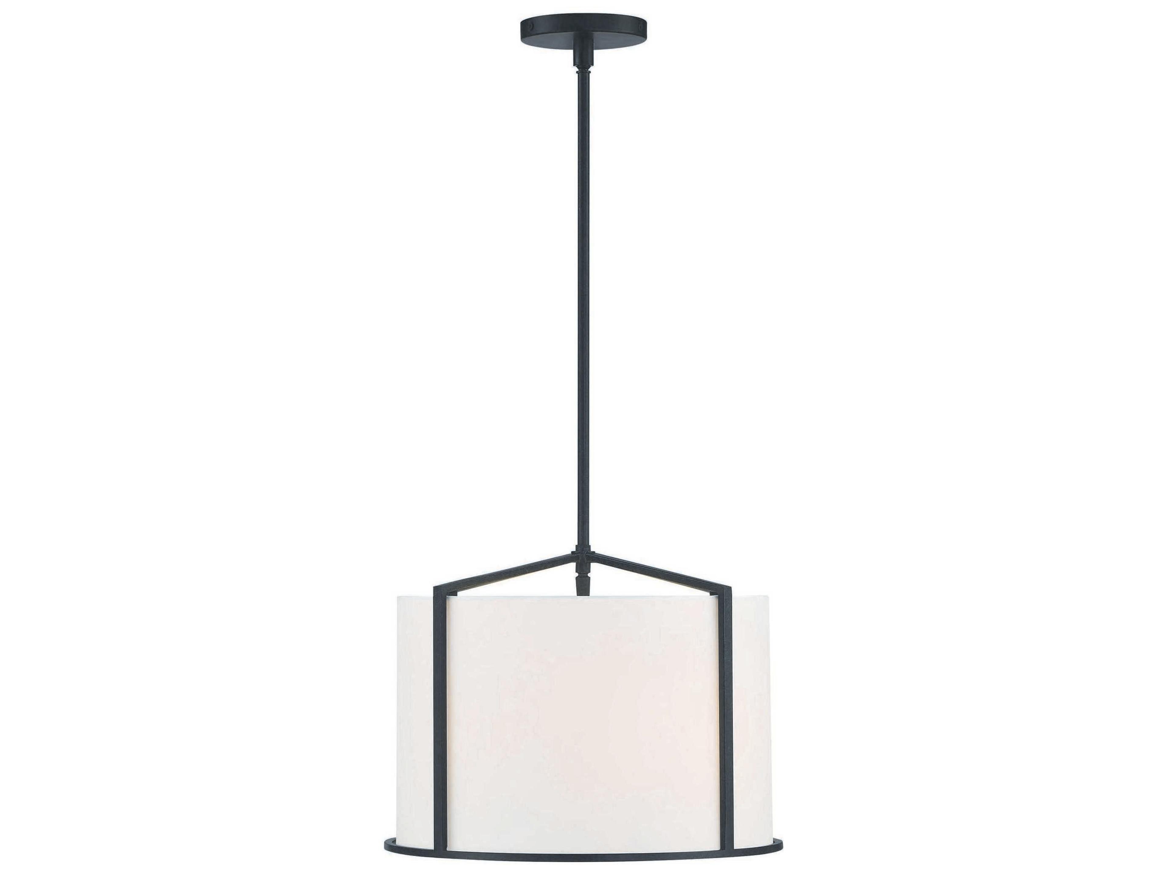Crystorama Carlyn 4-Light Black Drum Pendant