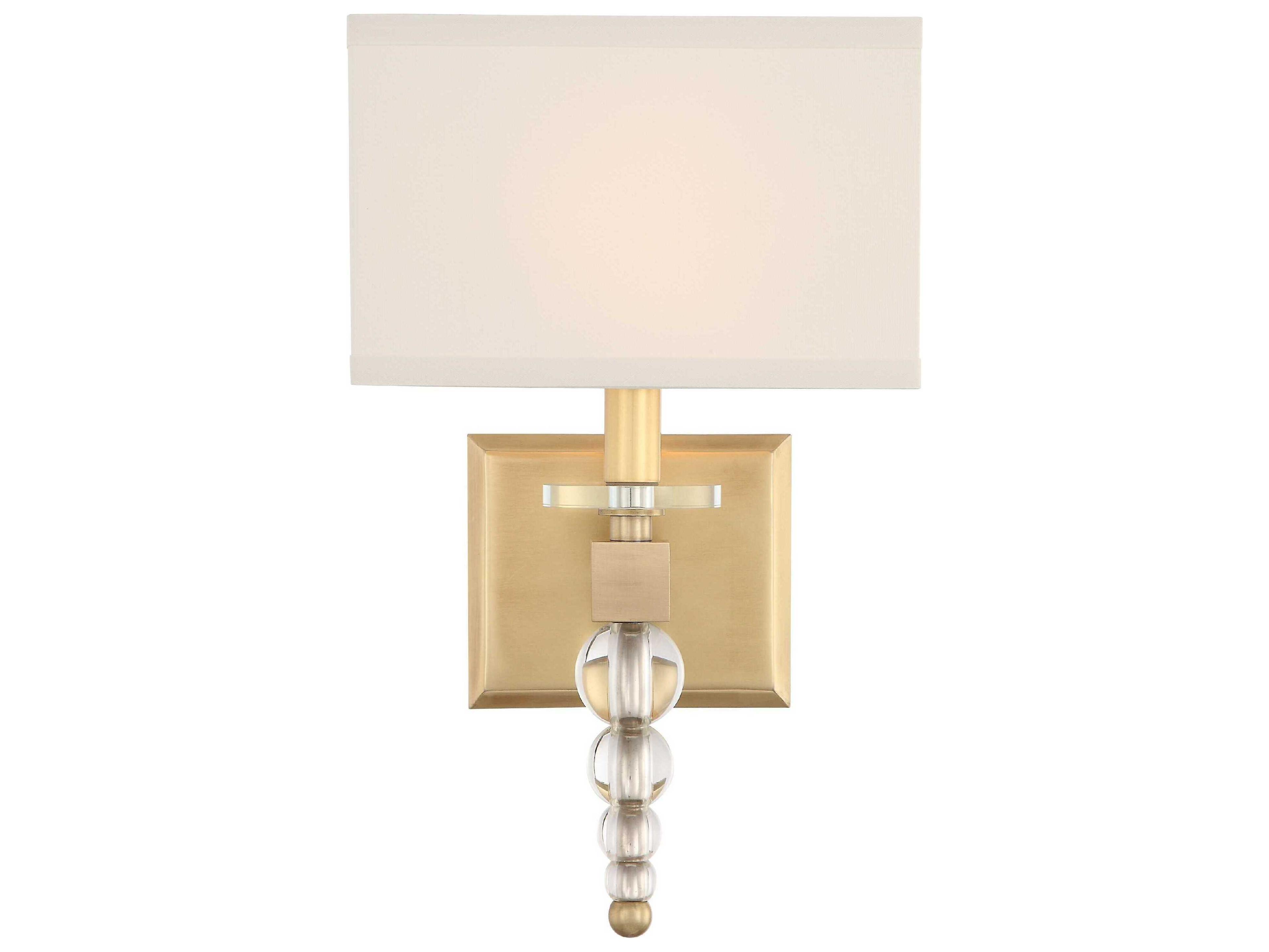 Crystorama Clover 1-Light Brass Glass Wall Sconce