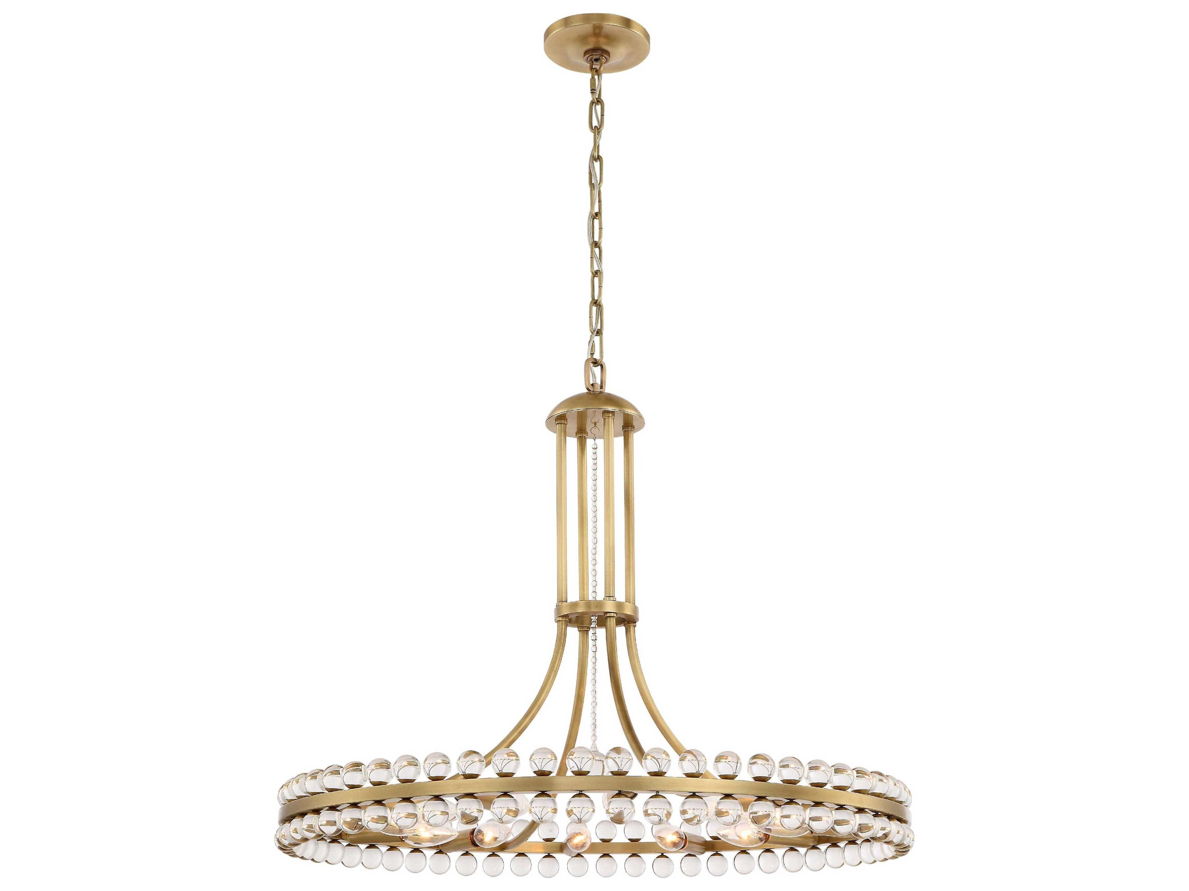 Crystorama Clover 8-Light Brass Glass Round Chandelier