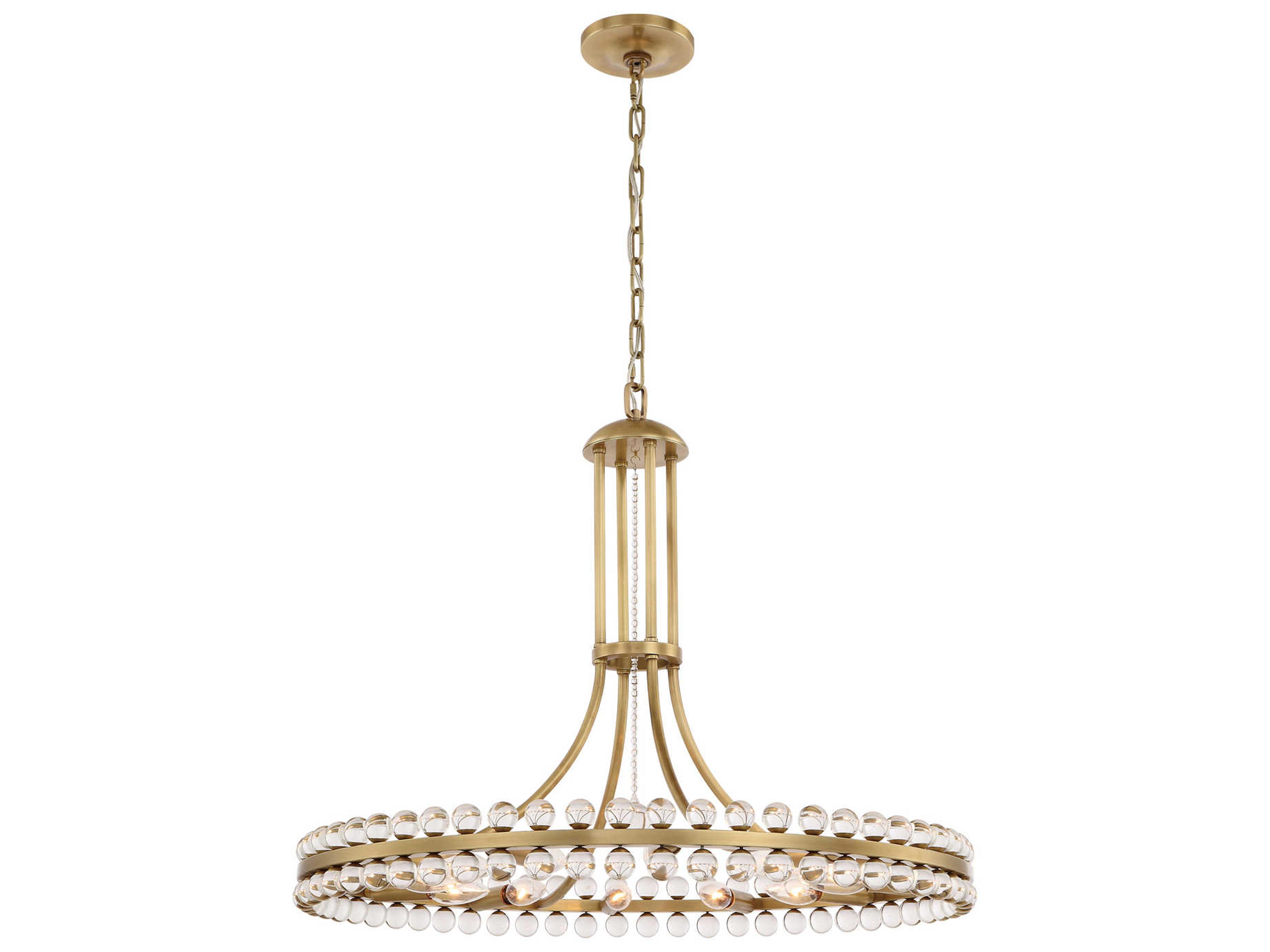 Crystorama Clover 12-Light Brass Glass Round Chandelier