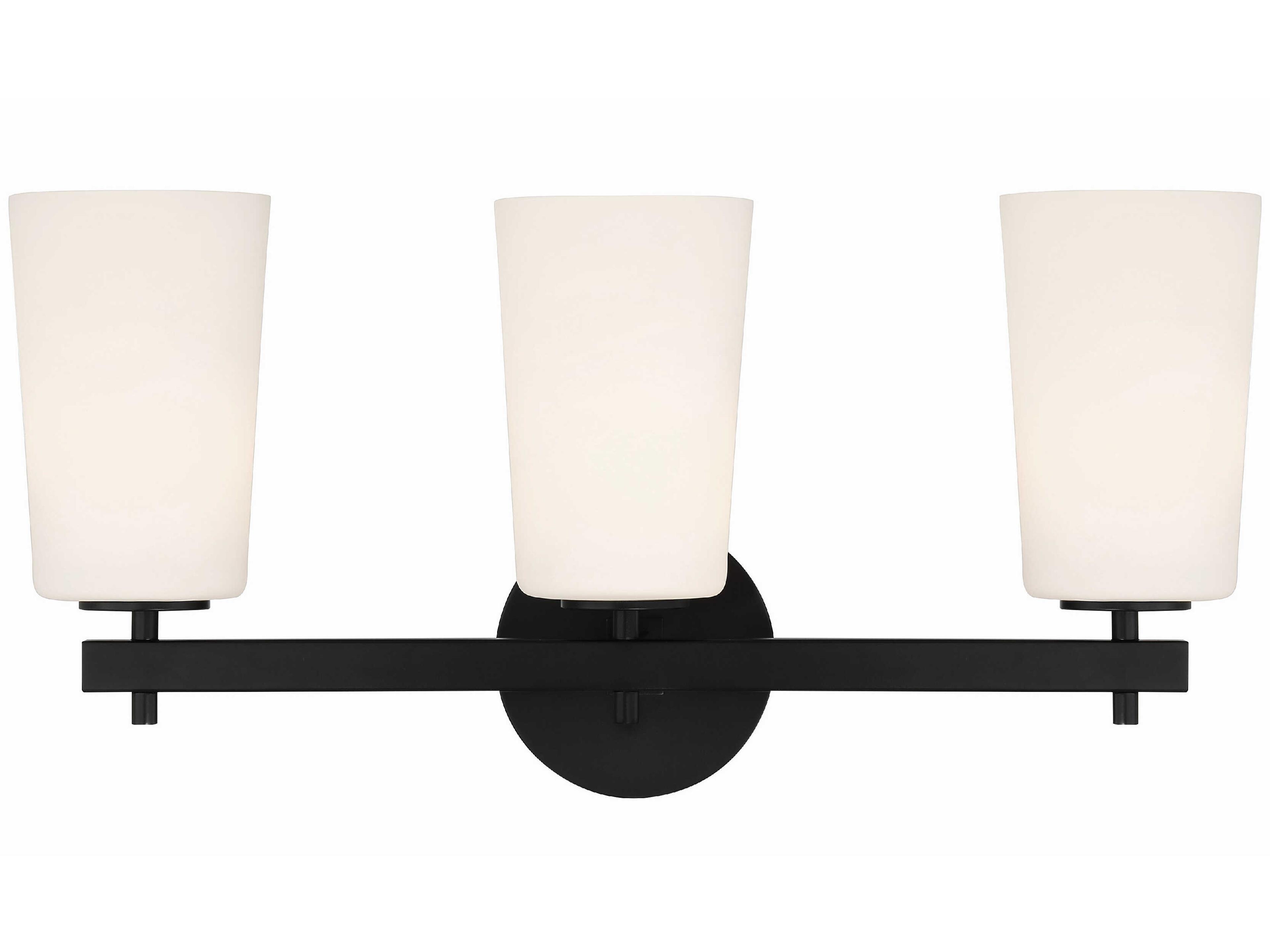 Crystorama Colton 3-Light Black Glass Vanity Light
