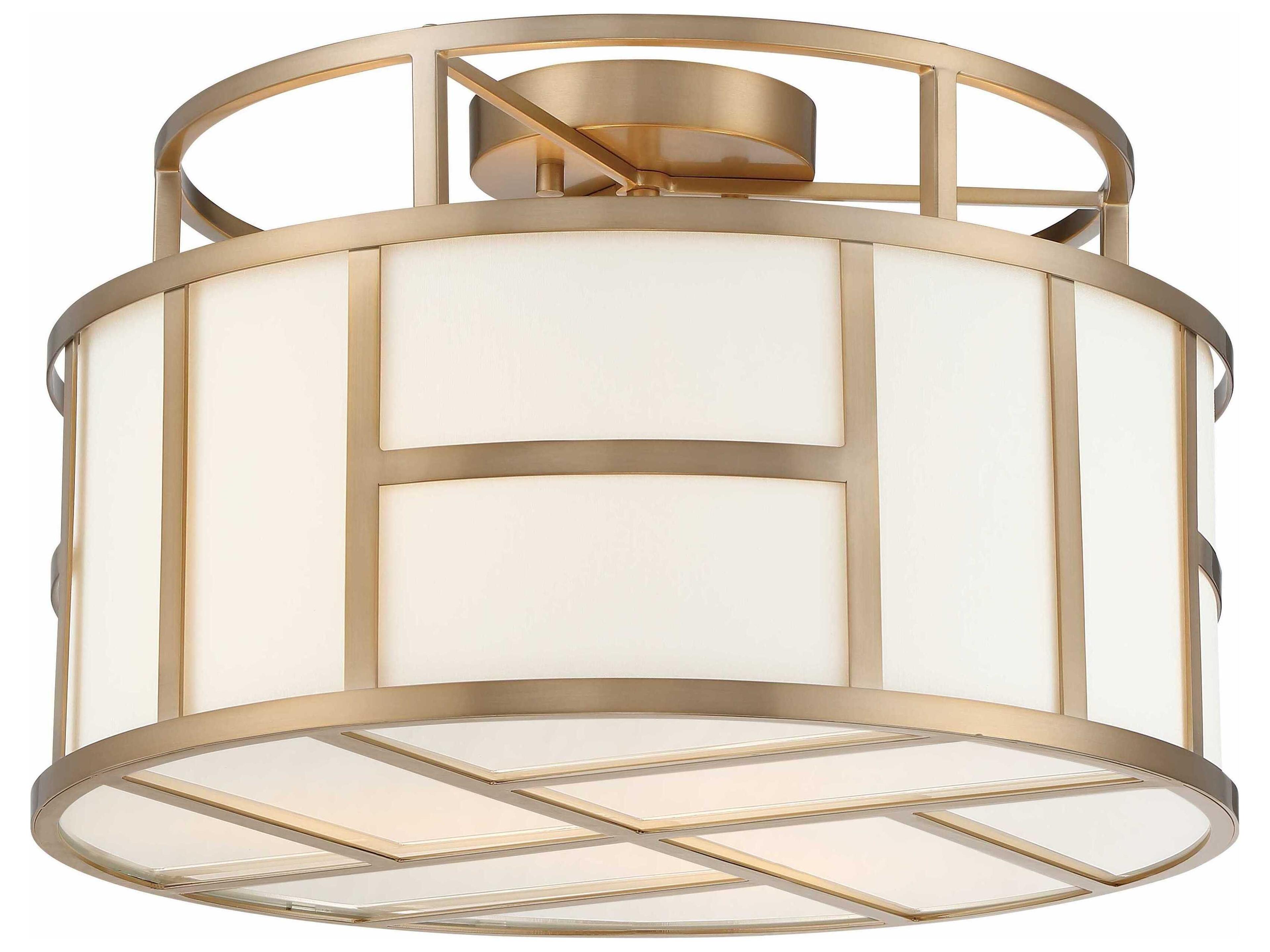 Crystorama Danielson 3-Light Gold Drum Semi Flush Mount