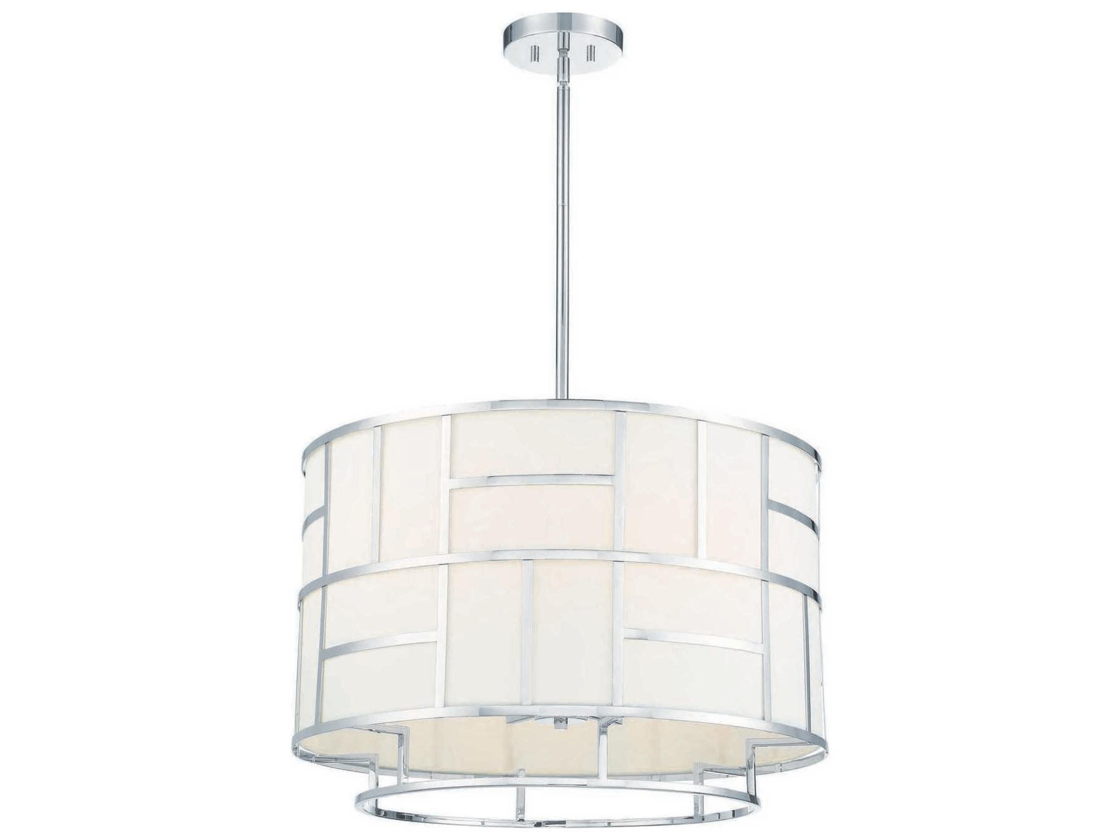 Crystorama Danielson 6-Light White Candelabra Drum Geometric Chandelier