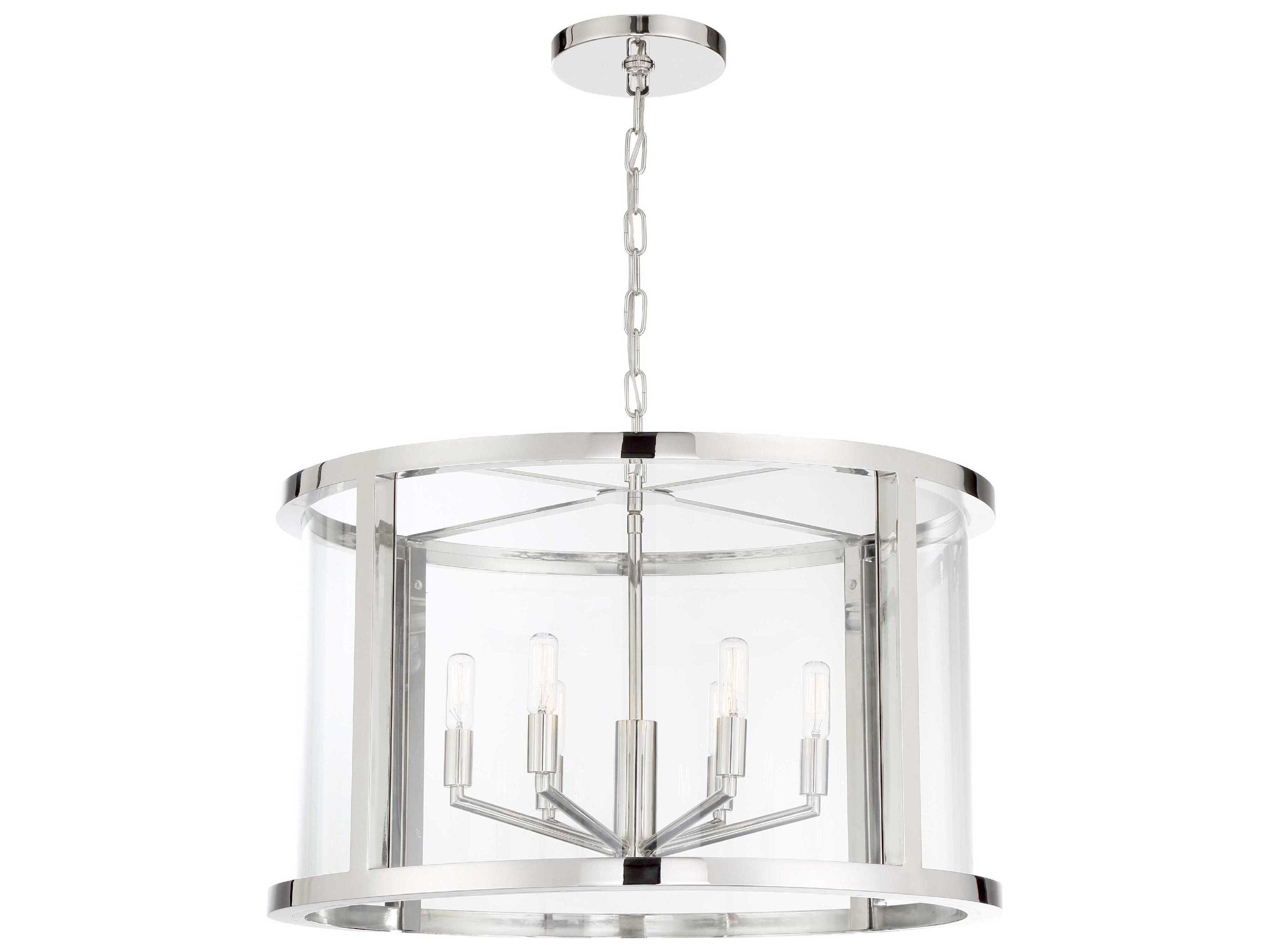 Crystorama Devon 6-Light Polished Nickel Glass Candelabra Drum Chandelier