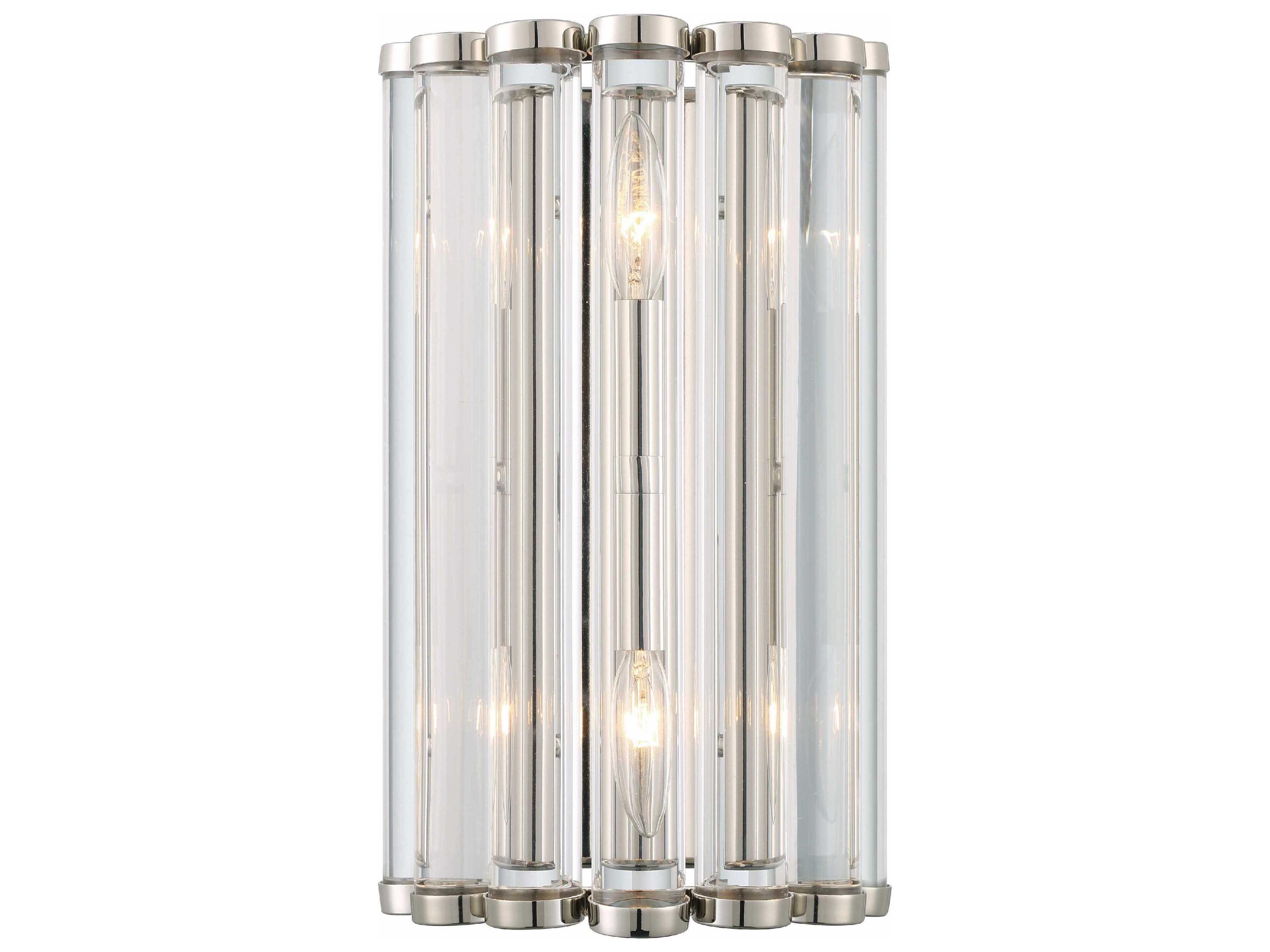 Crystorama Elliot 2-Light Polished Nickel Glass Wall Sconce
