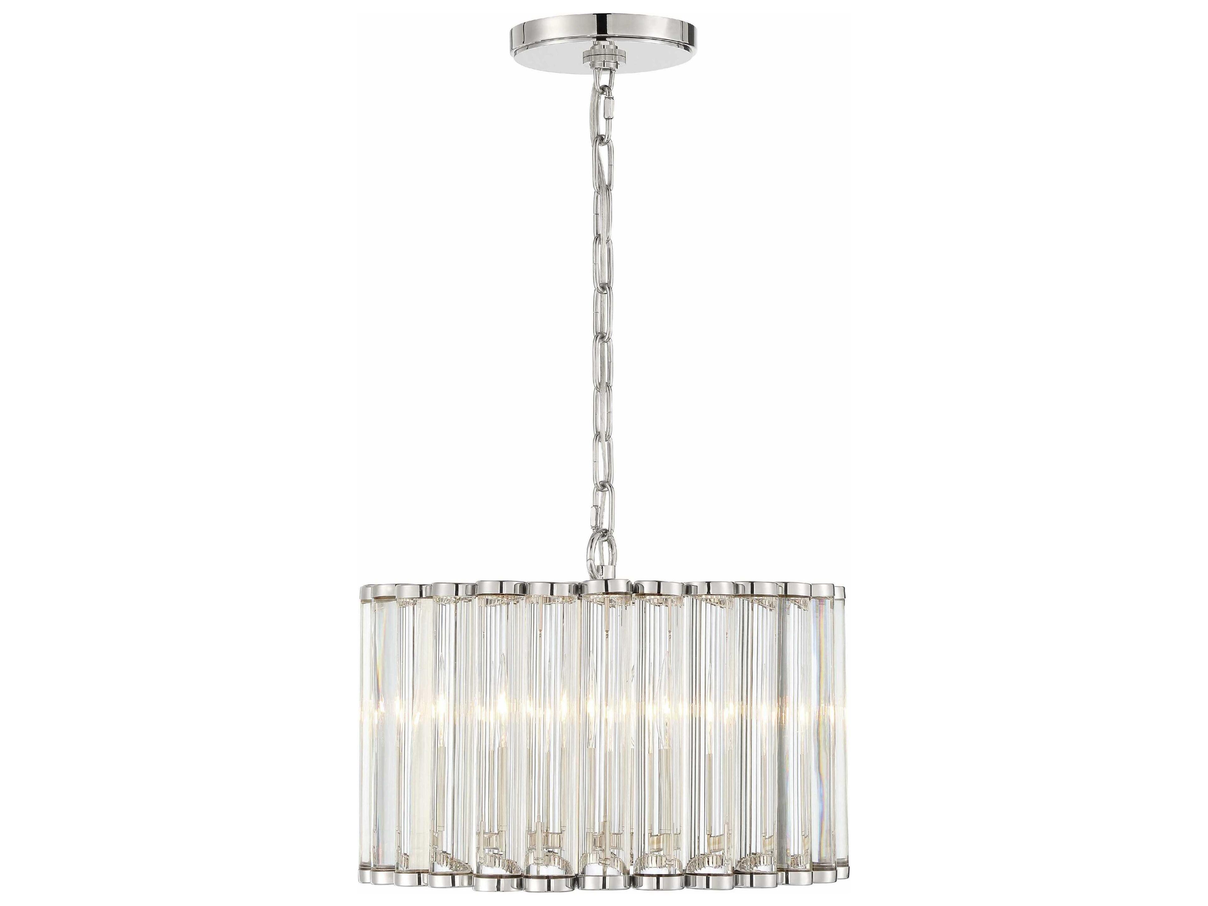 Crystorama Elliot 4-Light Polished Nickel Glass Candelabra Drum Chandelier