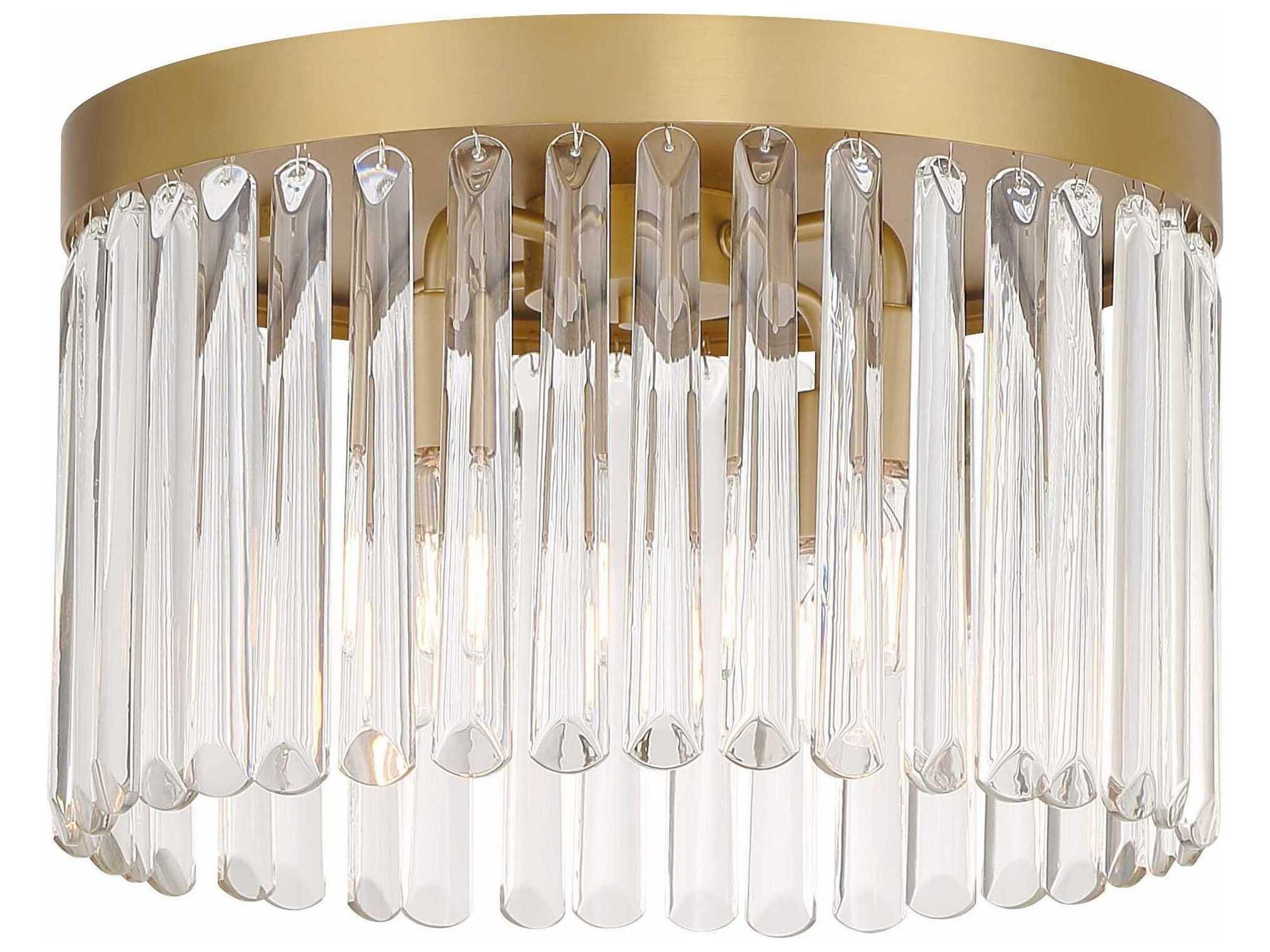 Crystorama Emory 4-Light Modern Gold Glass Drum Flush Mount