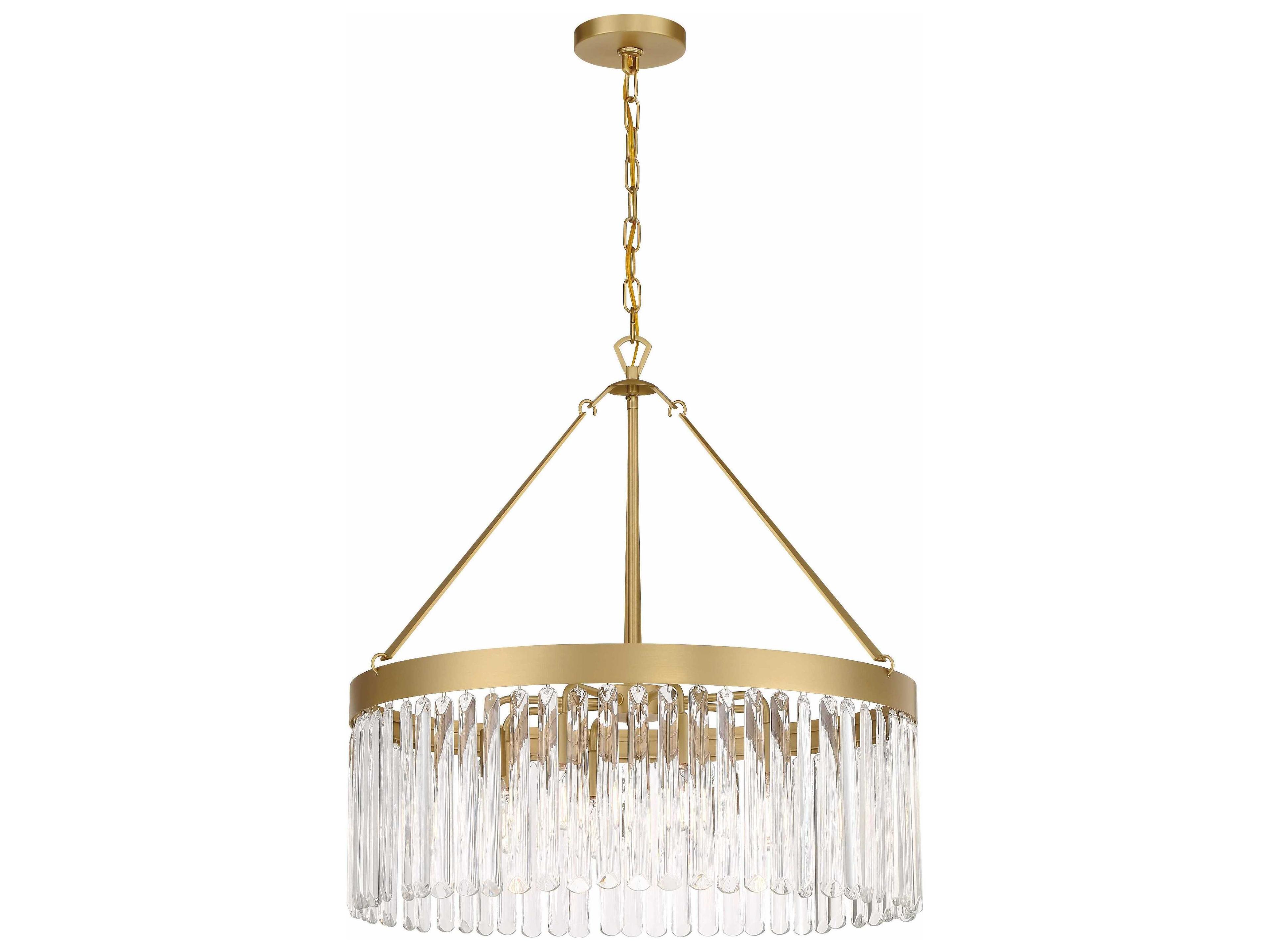 Crystorama Emory 8-Light Modern Gold Glass Drum Chandelier